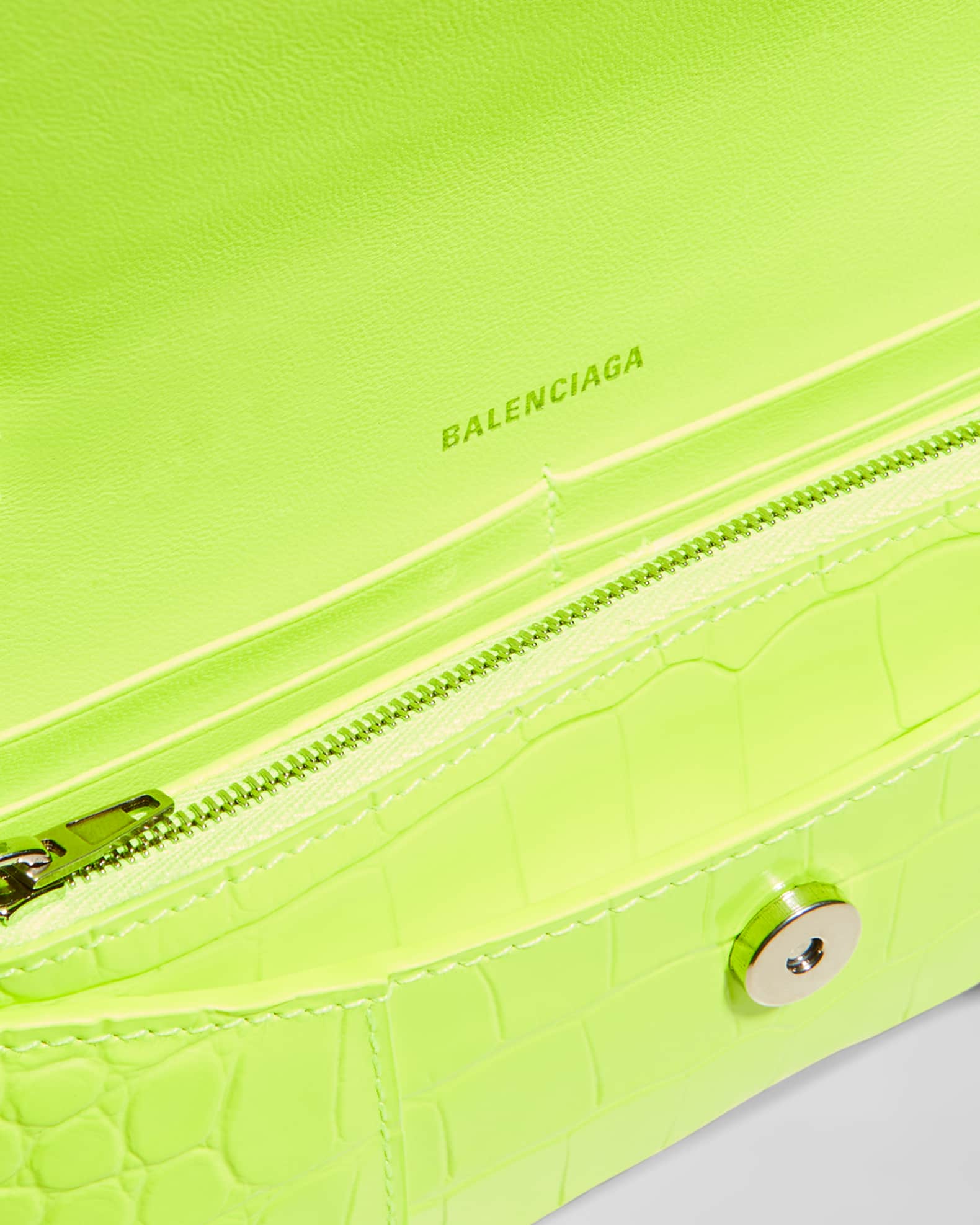 Balenciaga Hourglass Croc-Embossed Crossbody Bag | Neiman Marcus