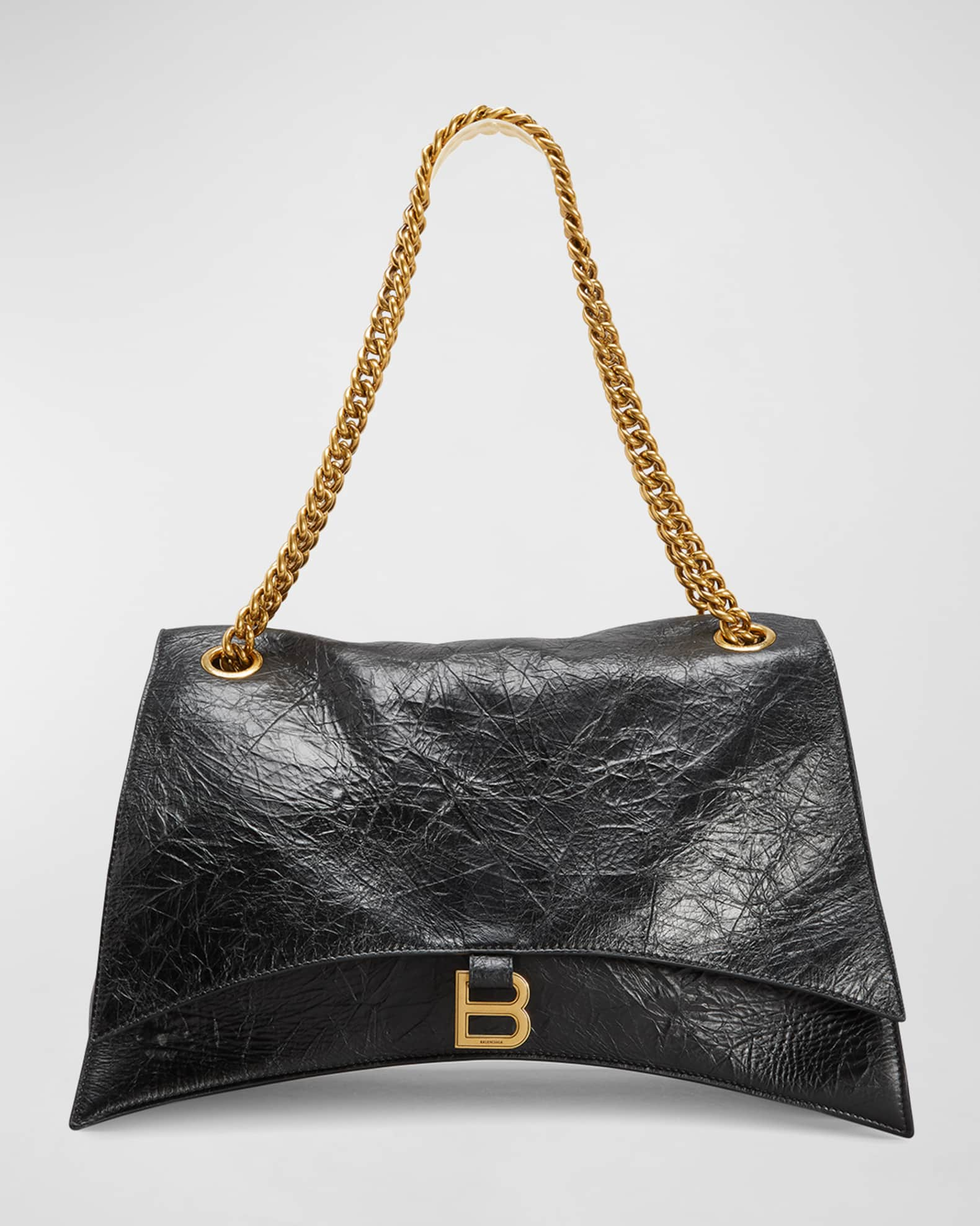 Crush Large Chain Shoulder Bag in Black - Balenciaga