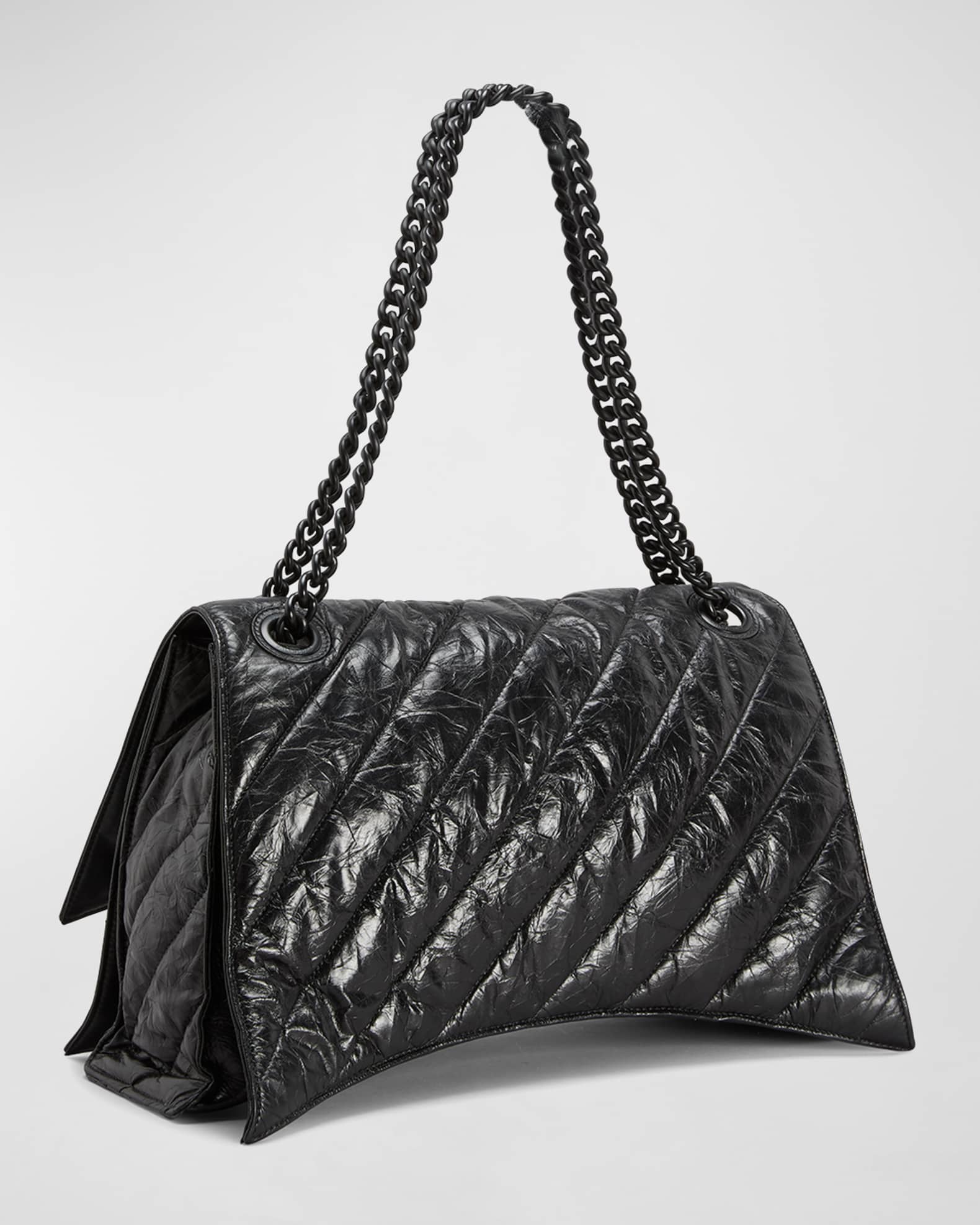 Chanel Vintage Clear Quilted Vinyl And Black Patent Leather Maxi