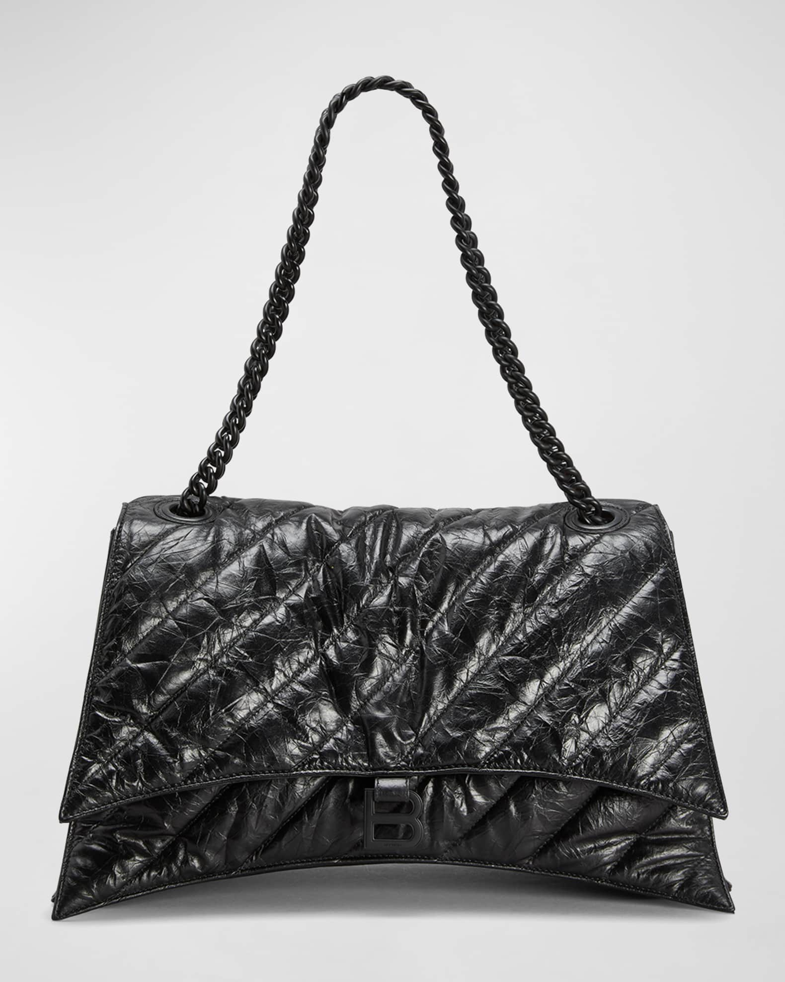 Women's Black Leather Big Size Chain Shoulder Quilted Bags