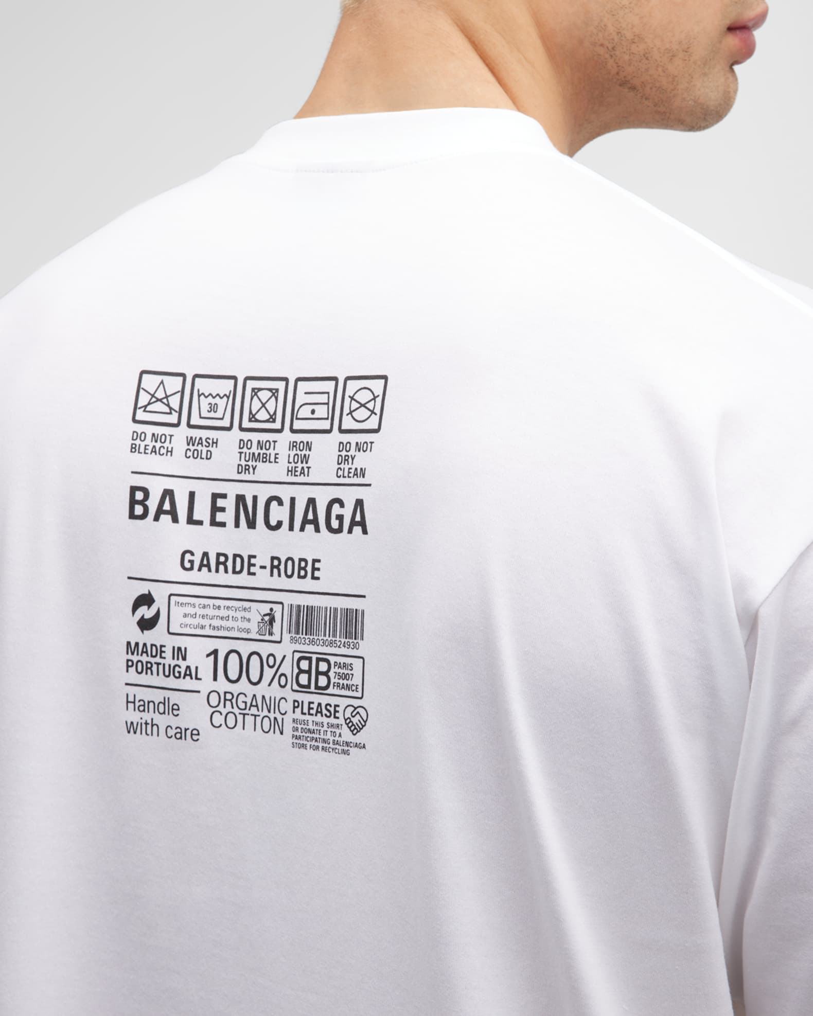 Balenciaga Care Label Print Medium Fit T Shirt Neiman Marcus