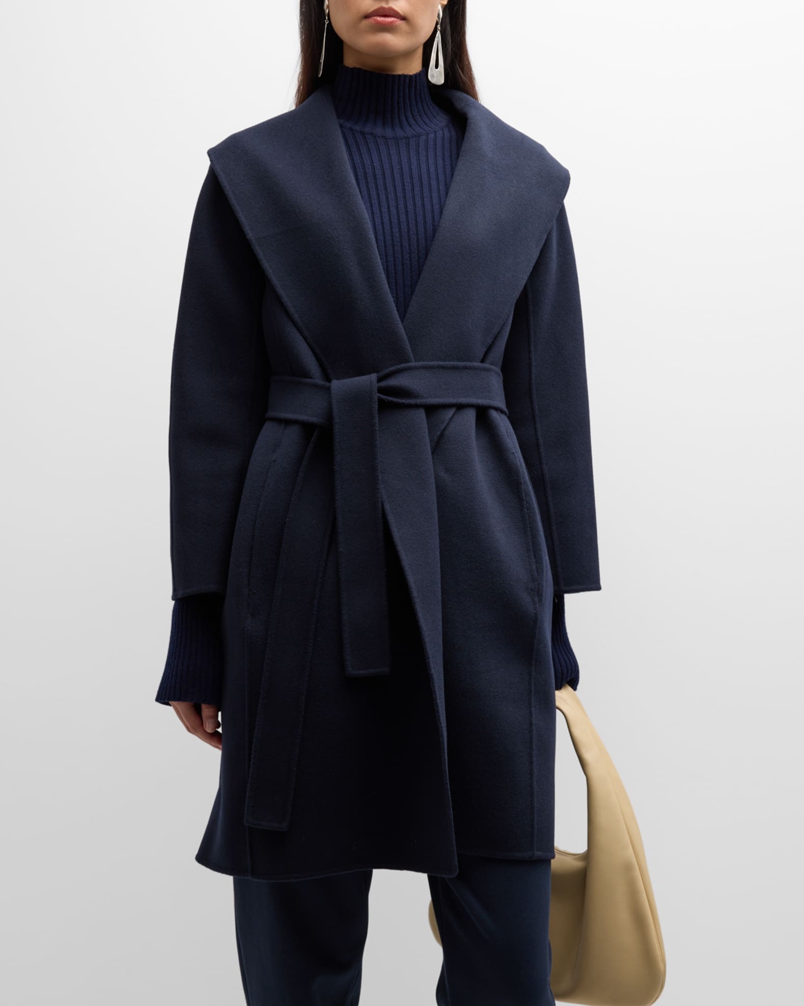 Louis Vuitton Monogram Belted Short Wrap Pea Coat, Black, 38