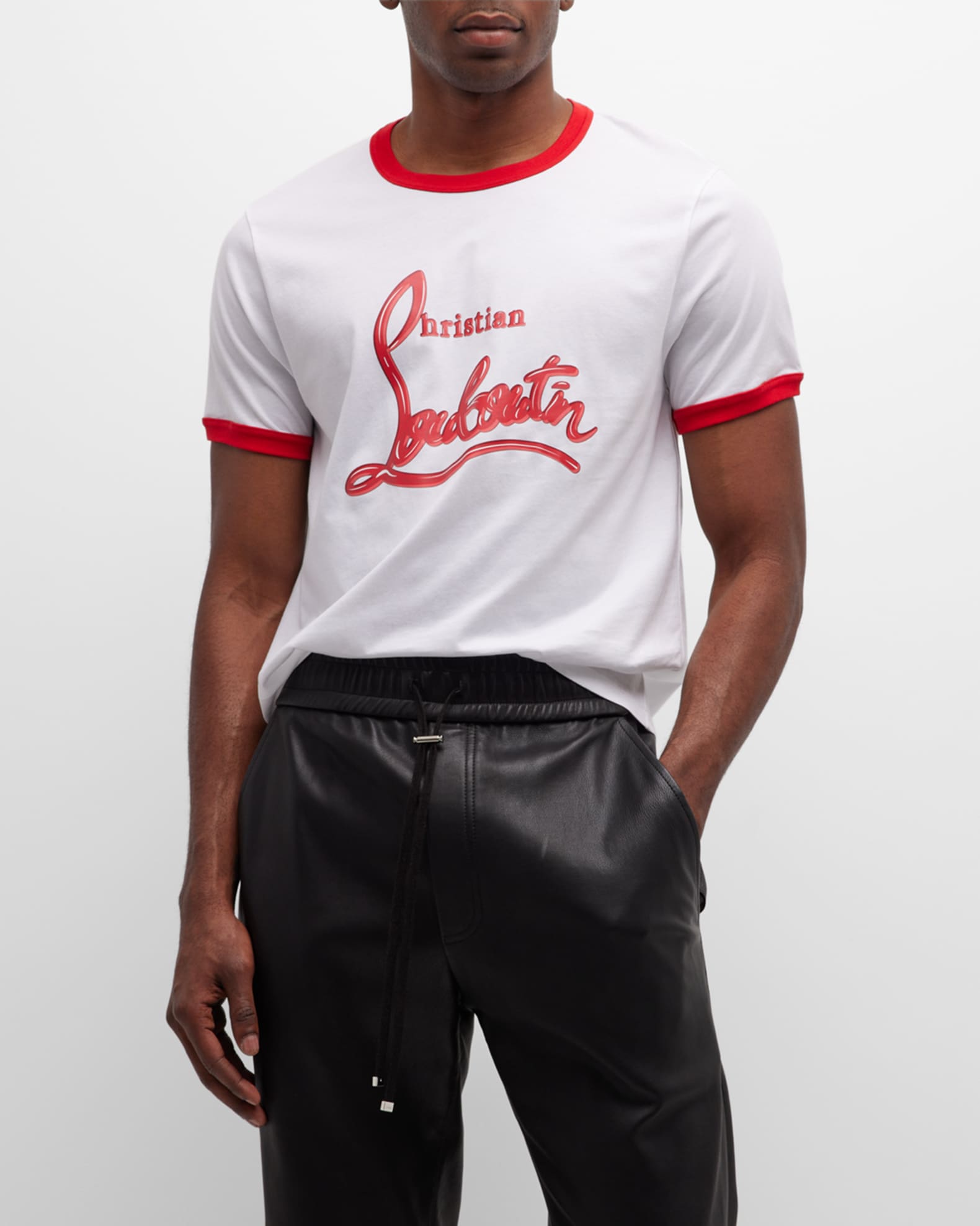 Louis Vuitton Red Logo Print Cotton Button Front Half Sleeve Shirt
