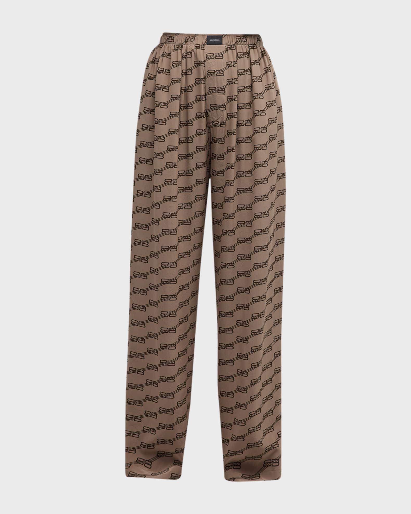 BB Logo Straight-Leg Silk Pajama Pants 1