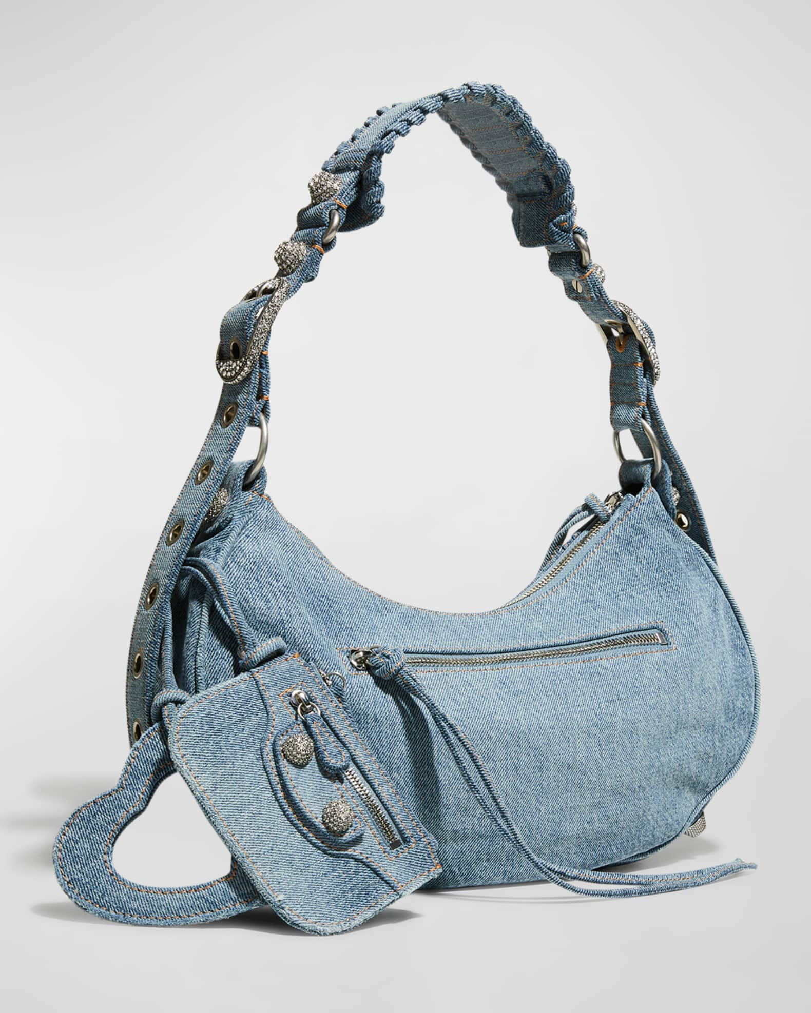 BALENCIAGA, XS Le Cagole Washed Denim Shoulder Bag, Women