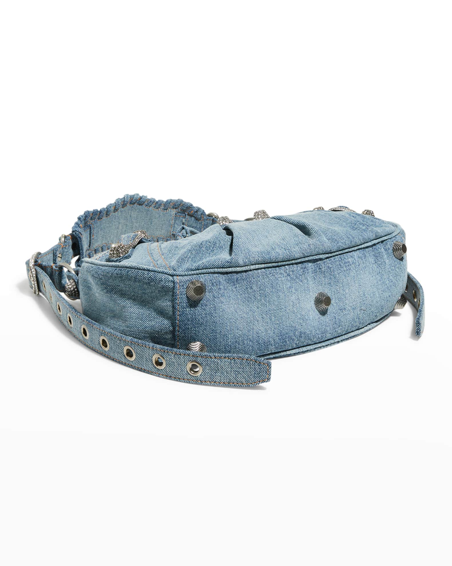 Balenciaga Le Cagole Washed Denim Shoulder Bag | Neiman Marcus