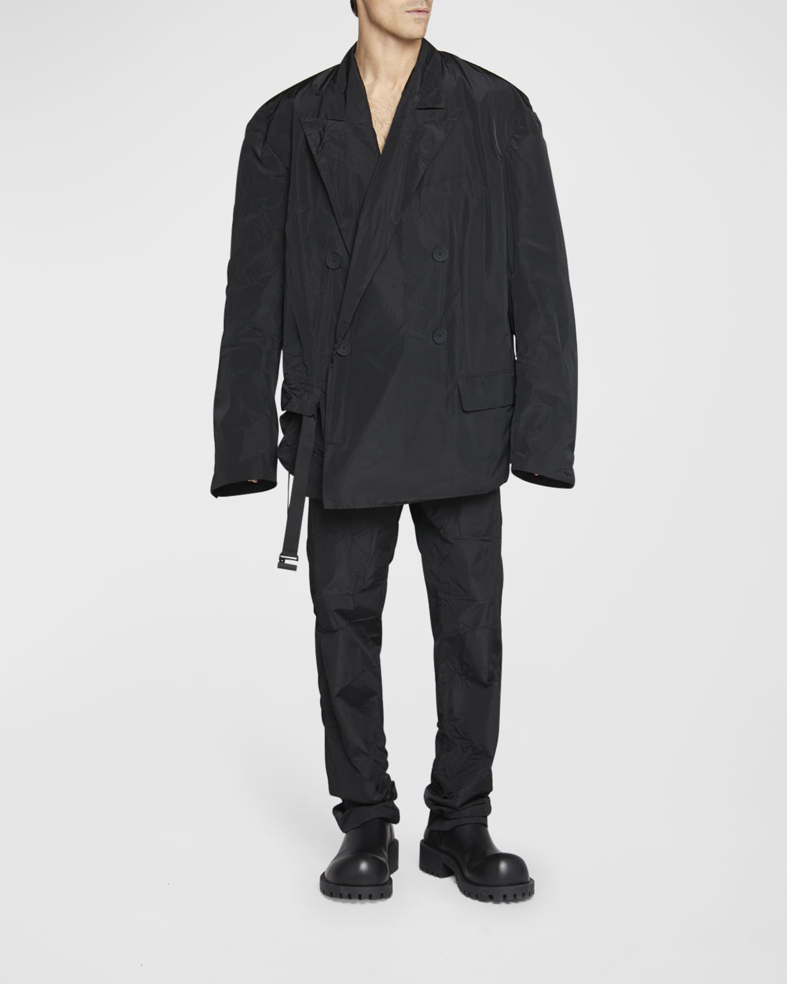 Balenciaga Men's Oversized Packable Taffeta Jacket | Neiman Marcus