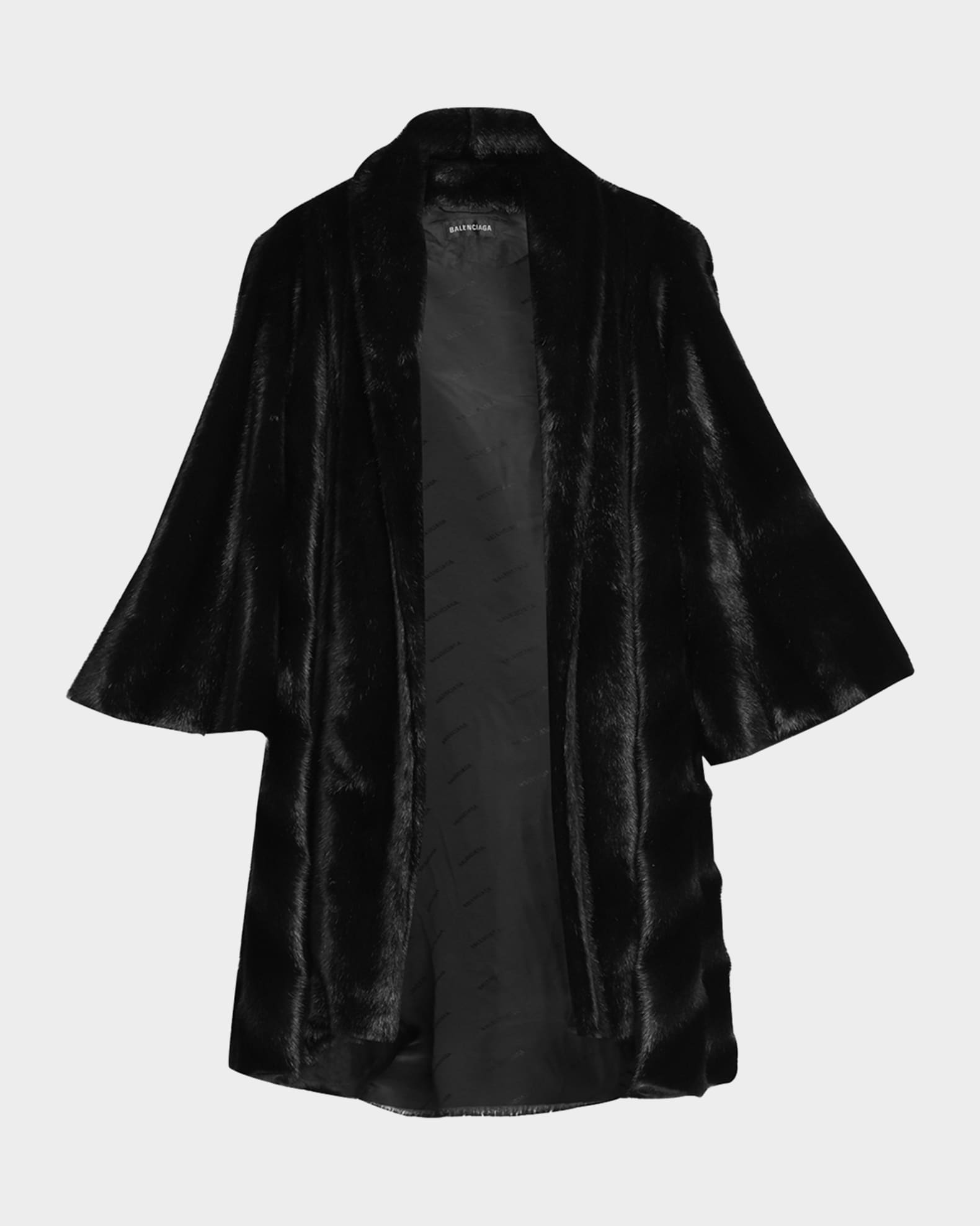Balenciaga oversized faux-fur coat - Black