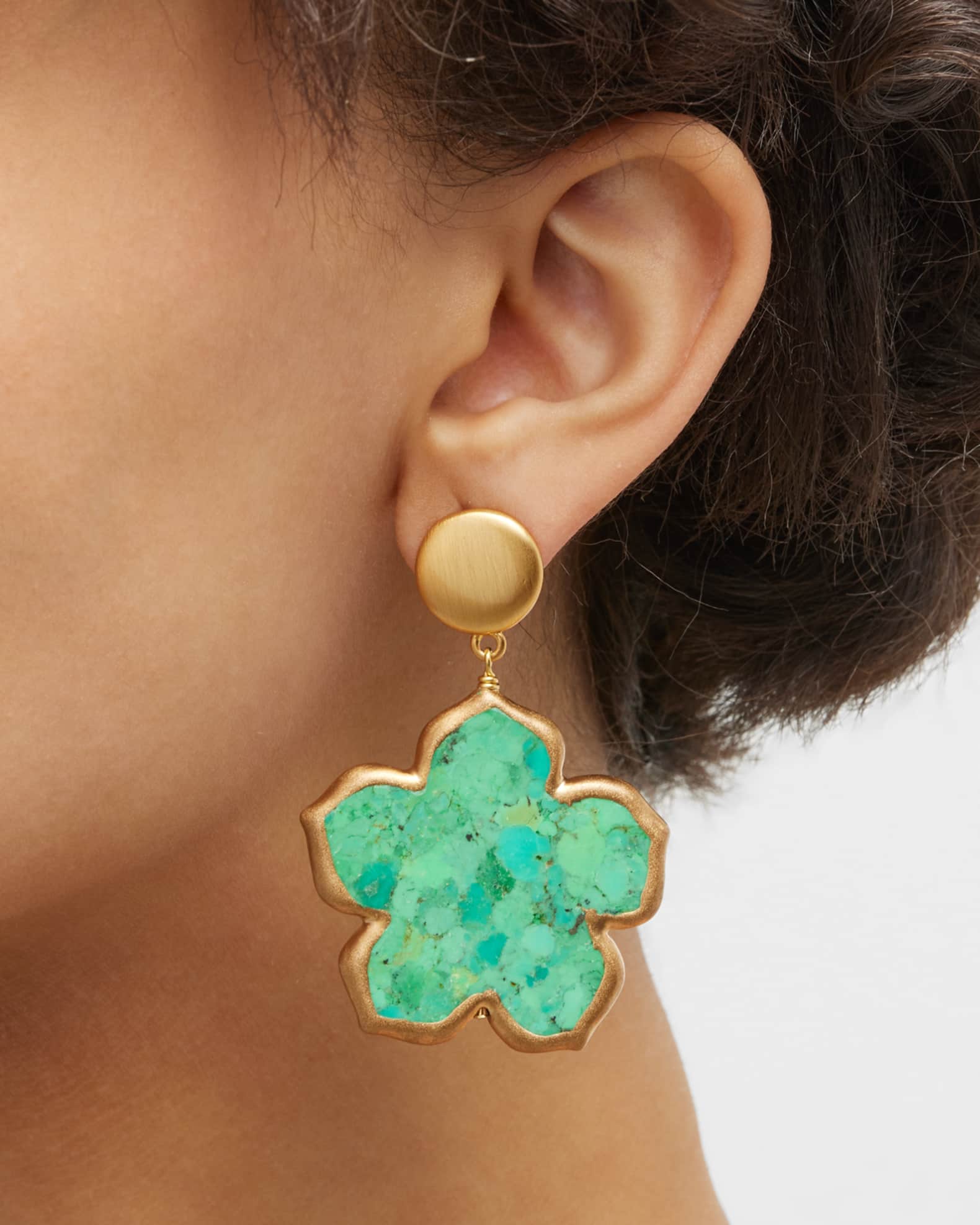 NEST Jewelry Green Turquoise Flower Earrings Neiman Marcus