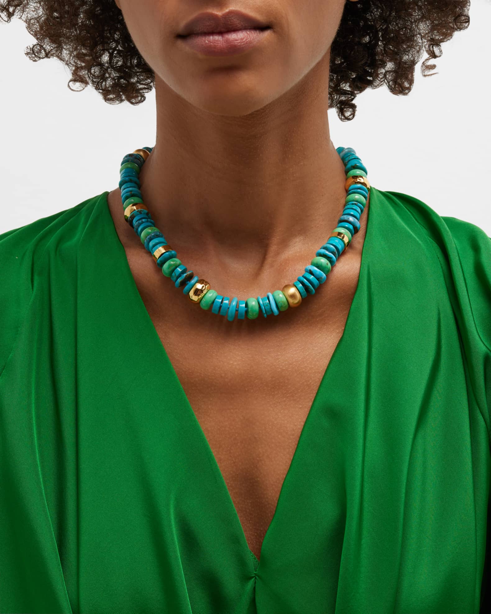 NEST Jewelry Blue and Green Turquoise Strand Necklace Neiman Marcus
