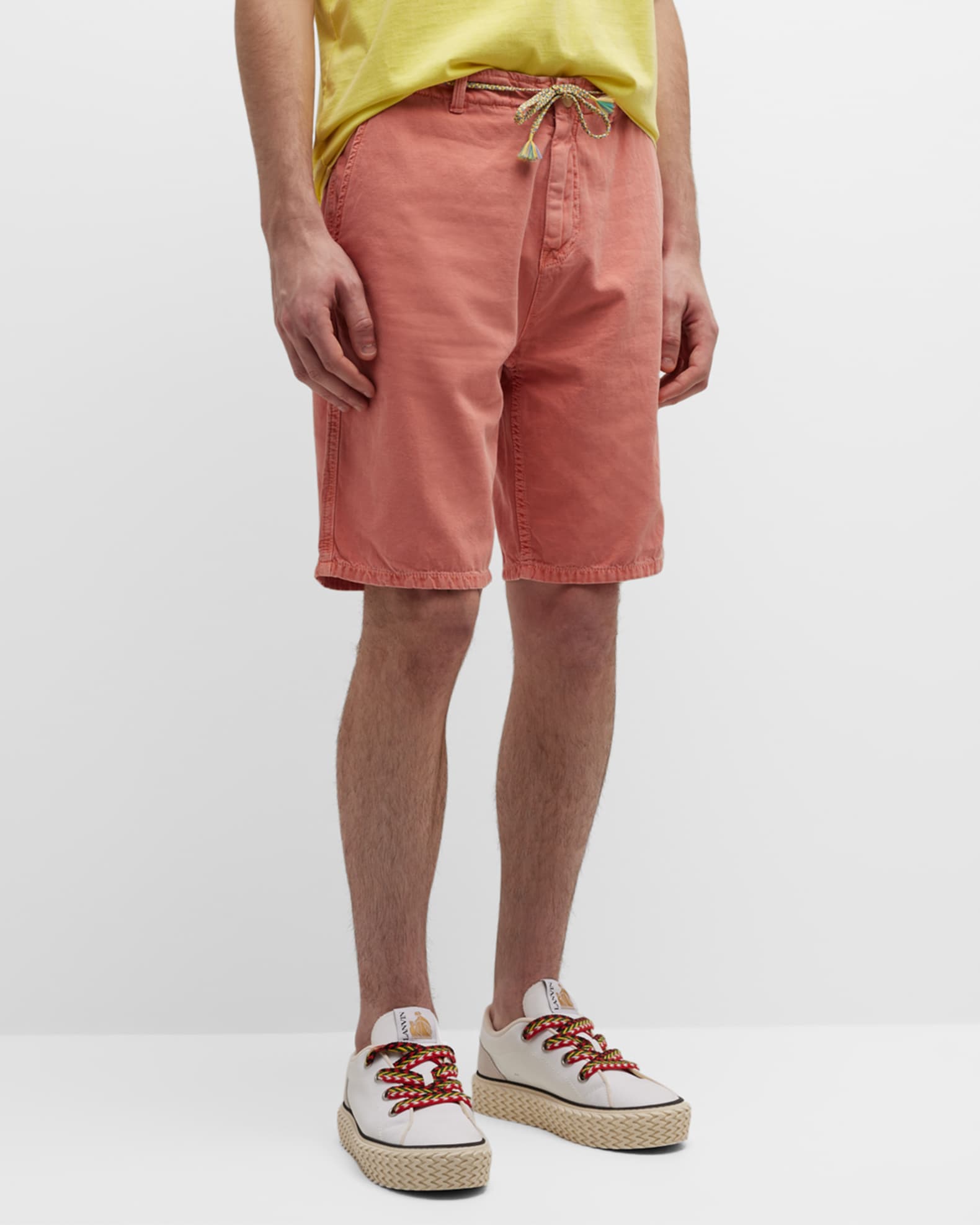 Scotch and Soda Mens Fave Cotton-Linen Yarn Dyes Regular Fit Bermuda Short in Cathay Spice Dobby main image 0