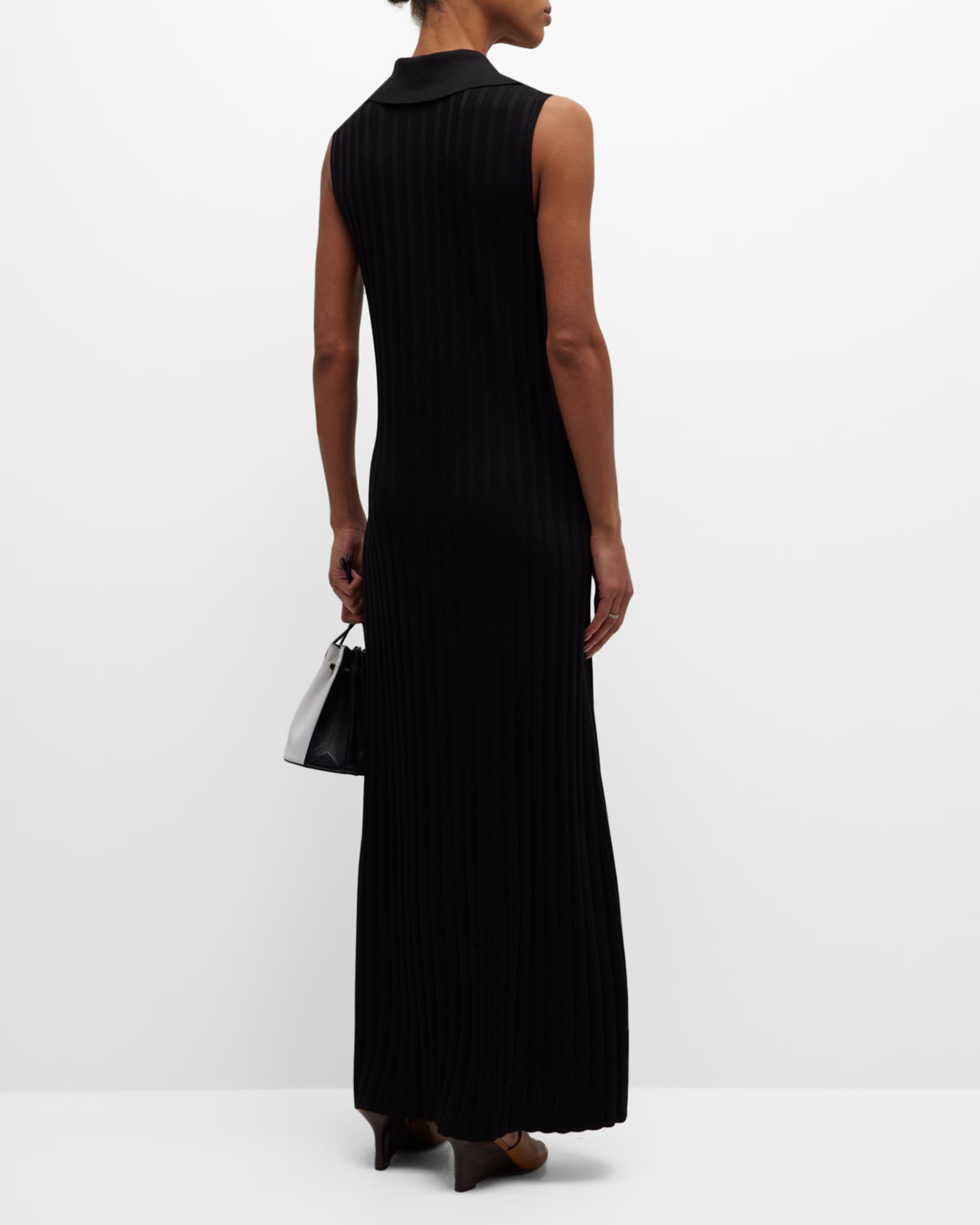 Misook Sleeveless Ribbed A-Line Maxi Dress | Neiman Marcus