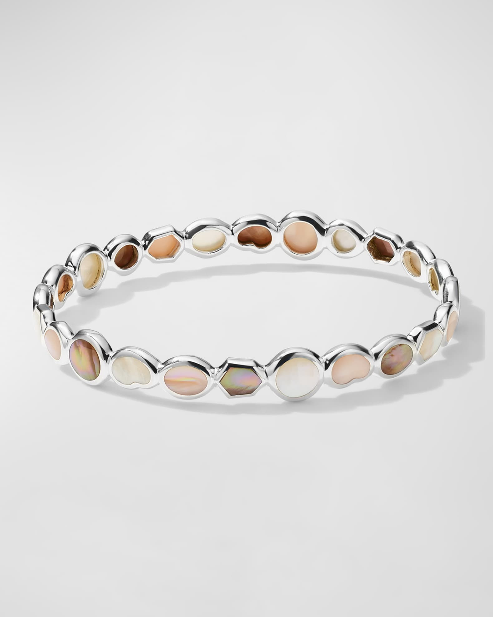 Sterling Silver Polished Rock Candy All Over Stone Bangle in Dahlia 0