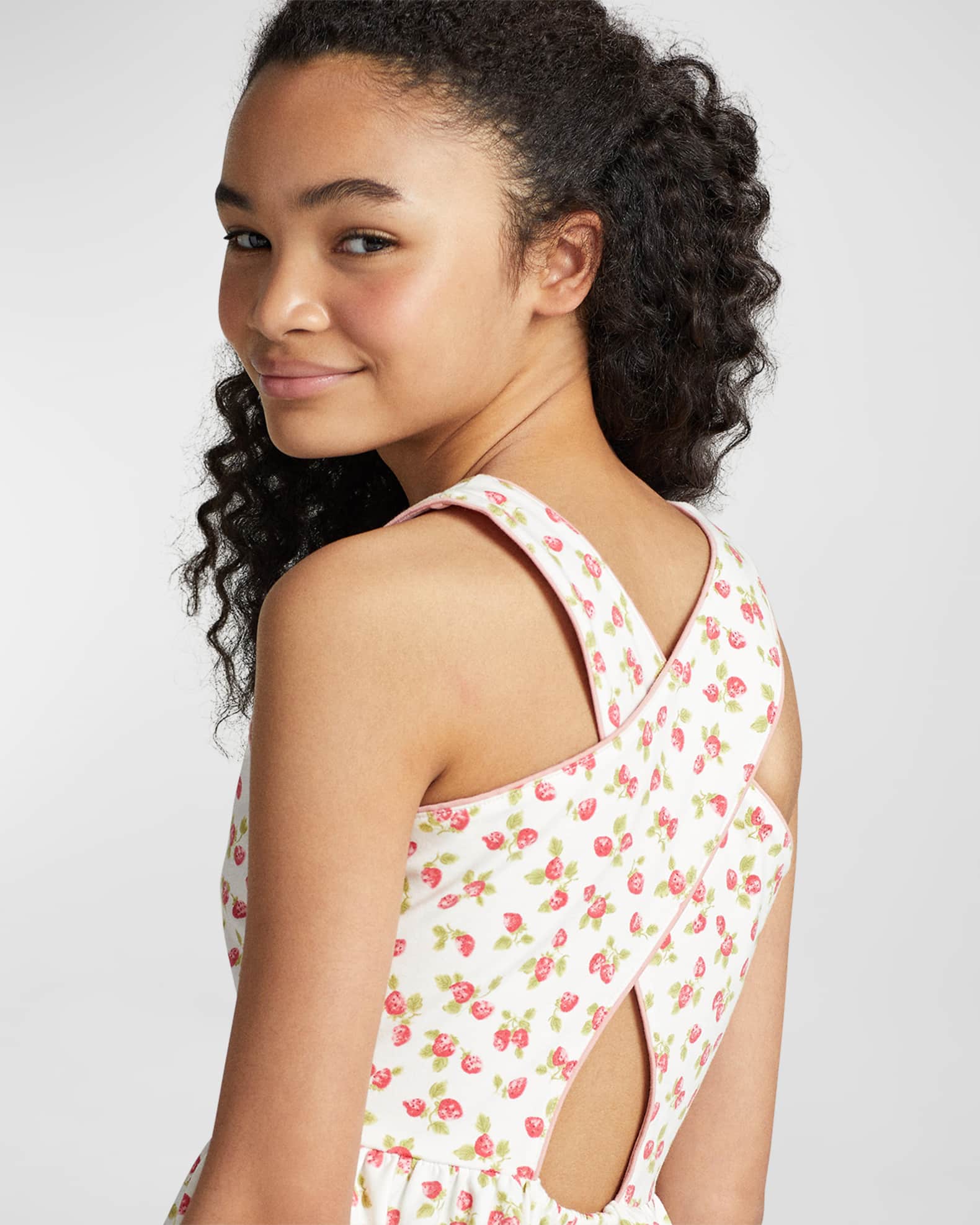 Girl's Strawberry Stretch Jersey Dress Neiman Marcus