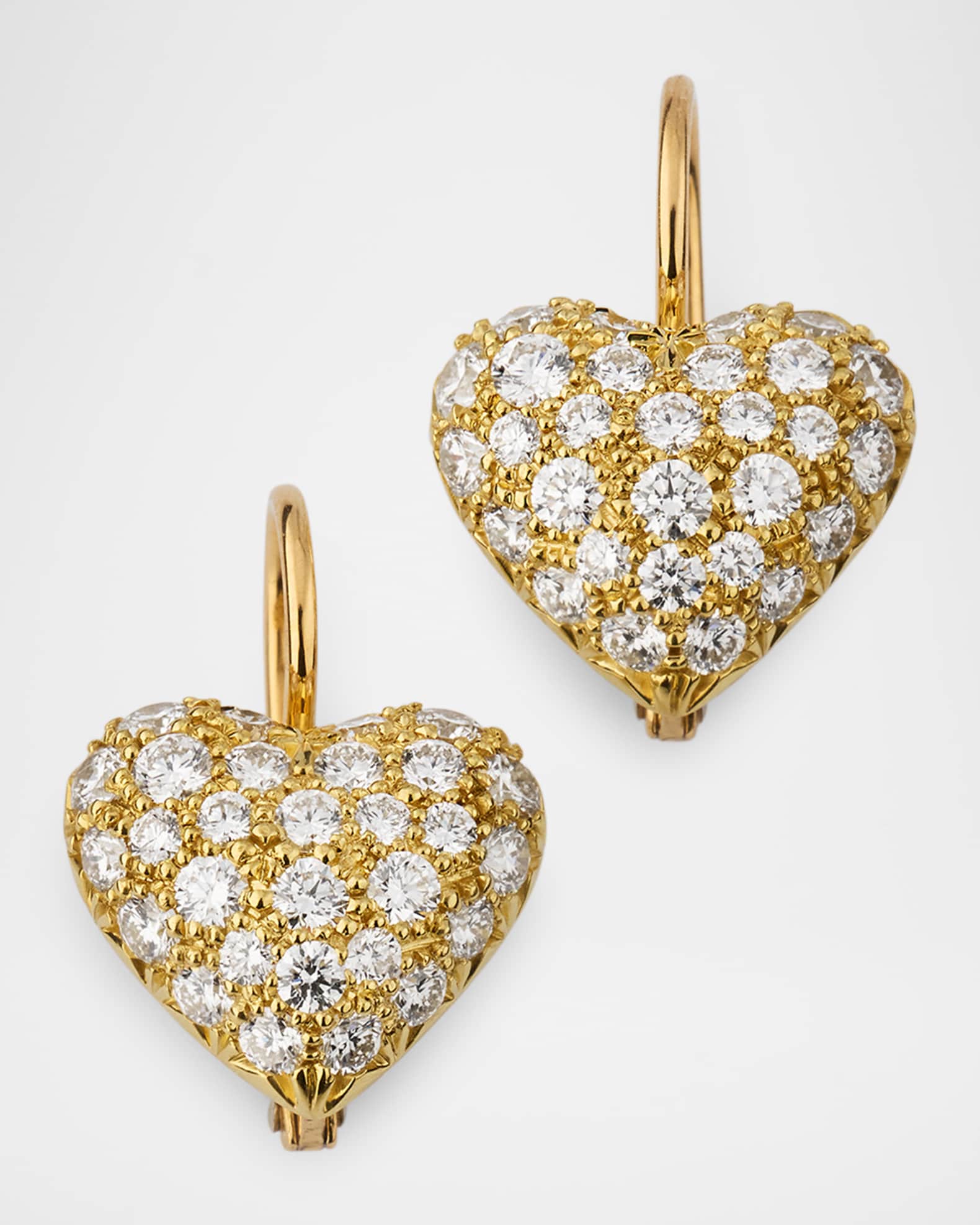 18K Yellow Gold Diamond Heart Earrings 0