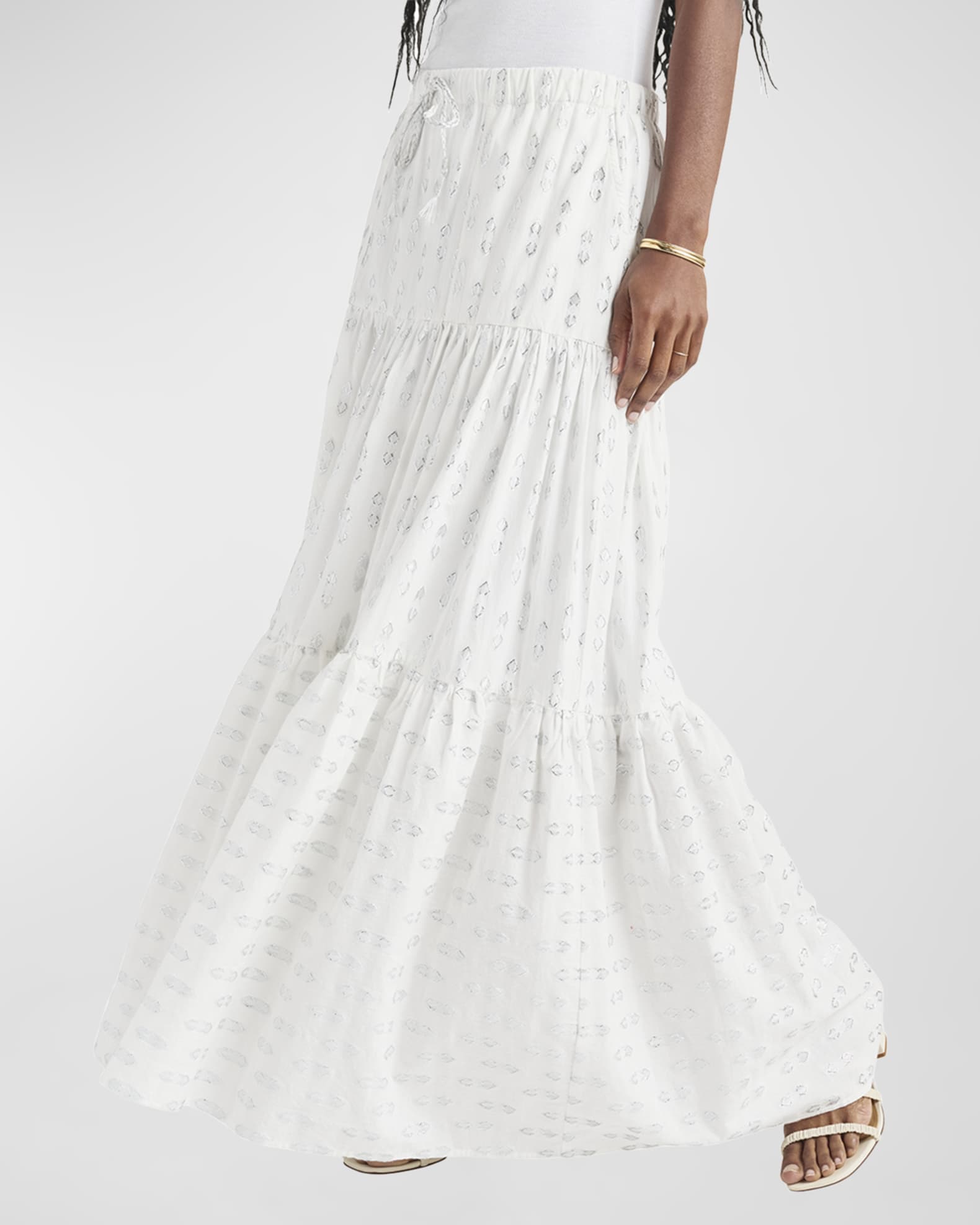 Splendid Nellie Tiered Cotton Drawstring Maxi Skirt Neiman Marcus