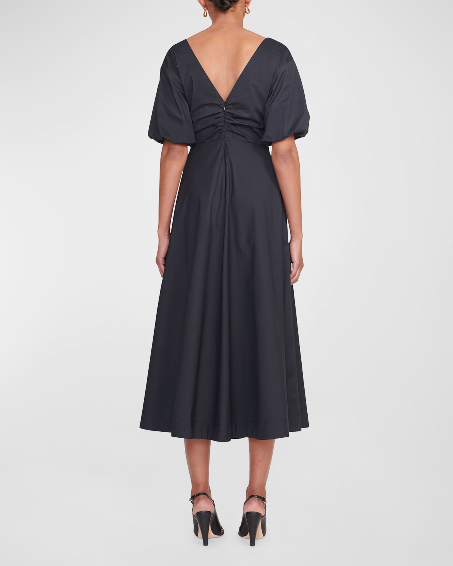 Staud Finley PuffSleeve Midi Dress Neiman Marcus