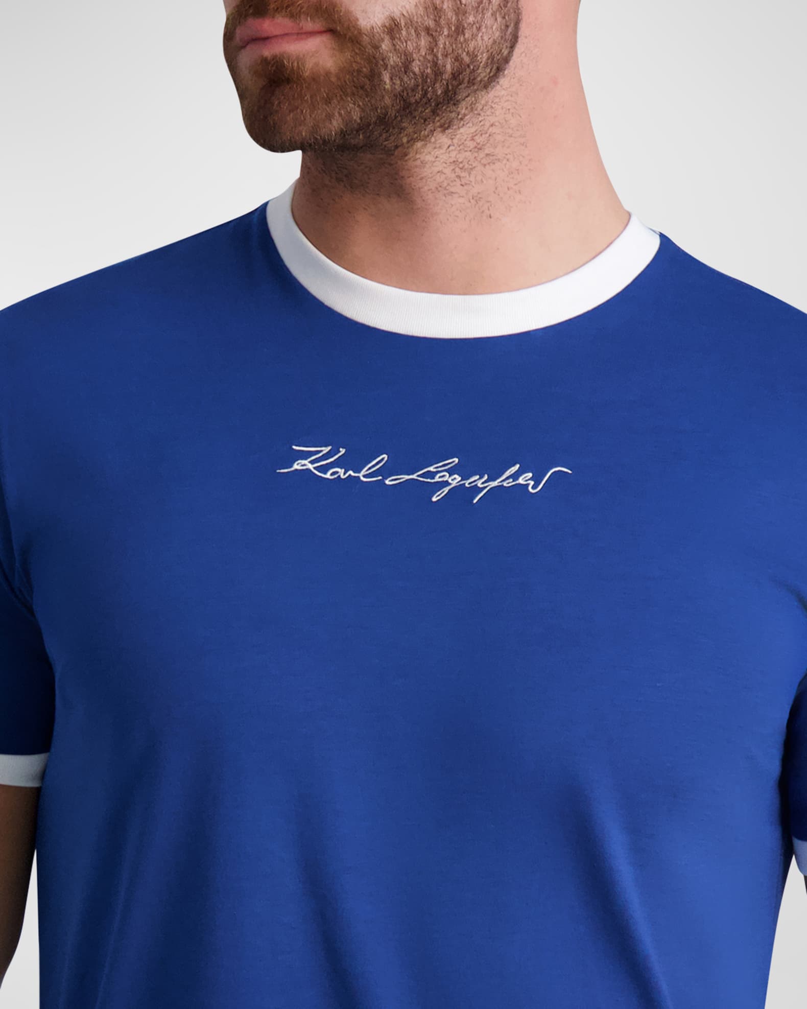 Karl Lagerfeld Paris Men's Signature ContrastTrim TShirt Neiman Marcus