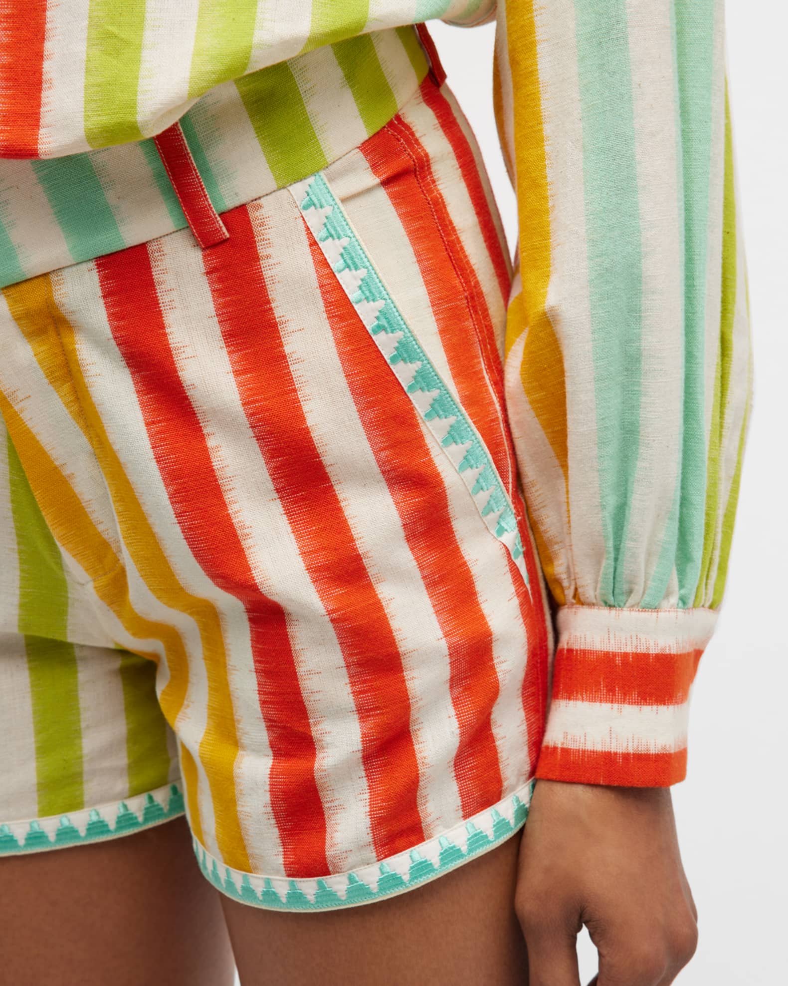 EMPORIO SIRENUSE Ikat Striped Multicolor Shorts Neiman Marcus