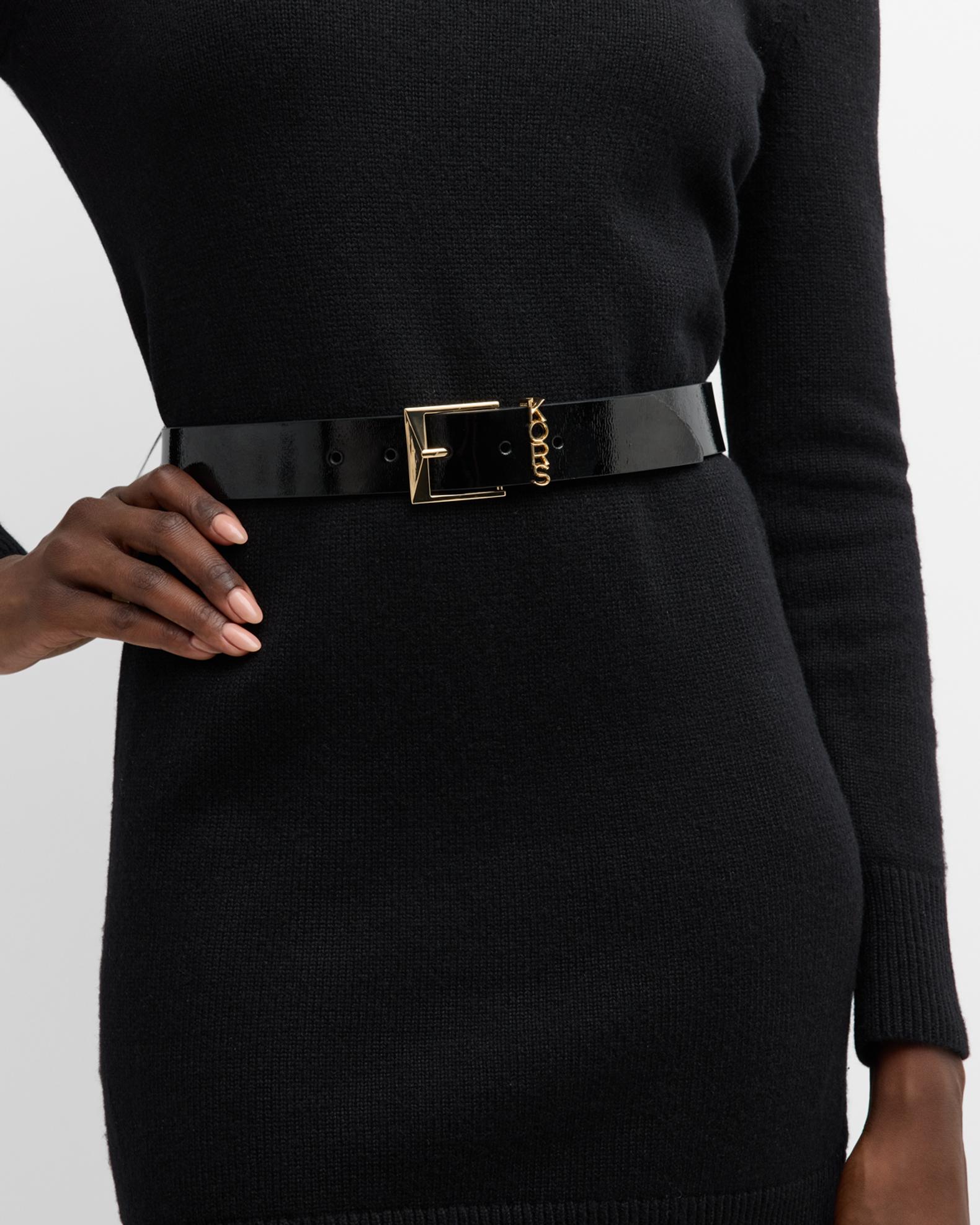 Michael Kors Men's Casual Mk Logo Belt Black Size Regular
