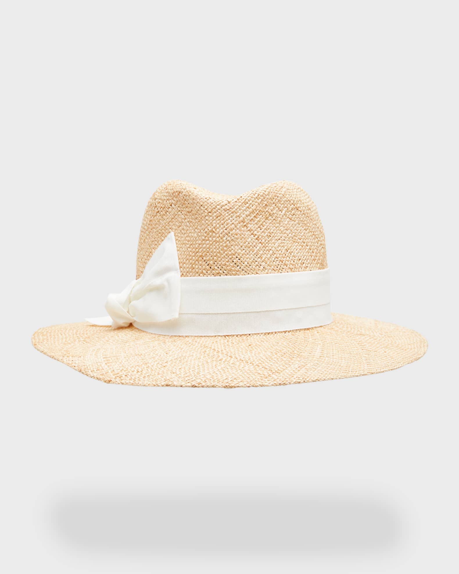 Raffaello Bettini Harper Straw Fedora With Bow Band