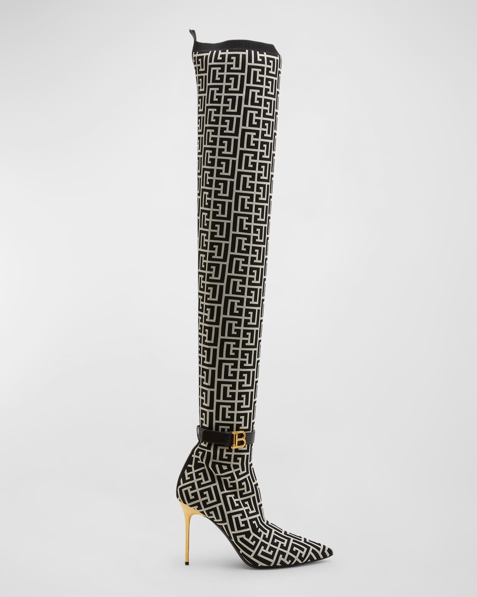 Balmain Raven Monogram Over-The-Knee Boots | Neiman Marcus