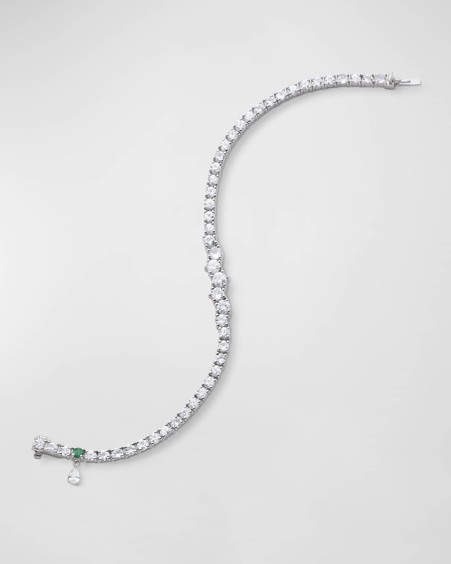 Sterling Silver Graduated White Sapphire Tennis Bracelet 0