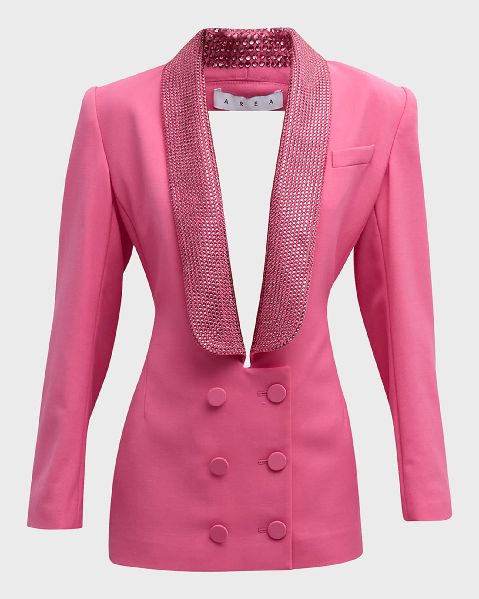 AREA Strass Embellished Mini Tuxedo Dress | Neiman Marcus