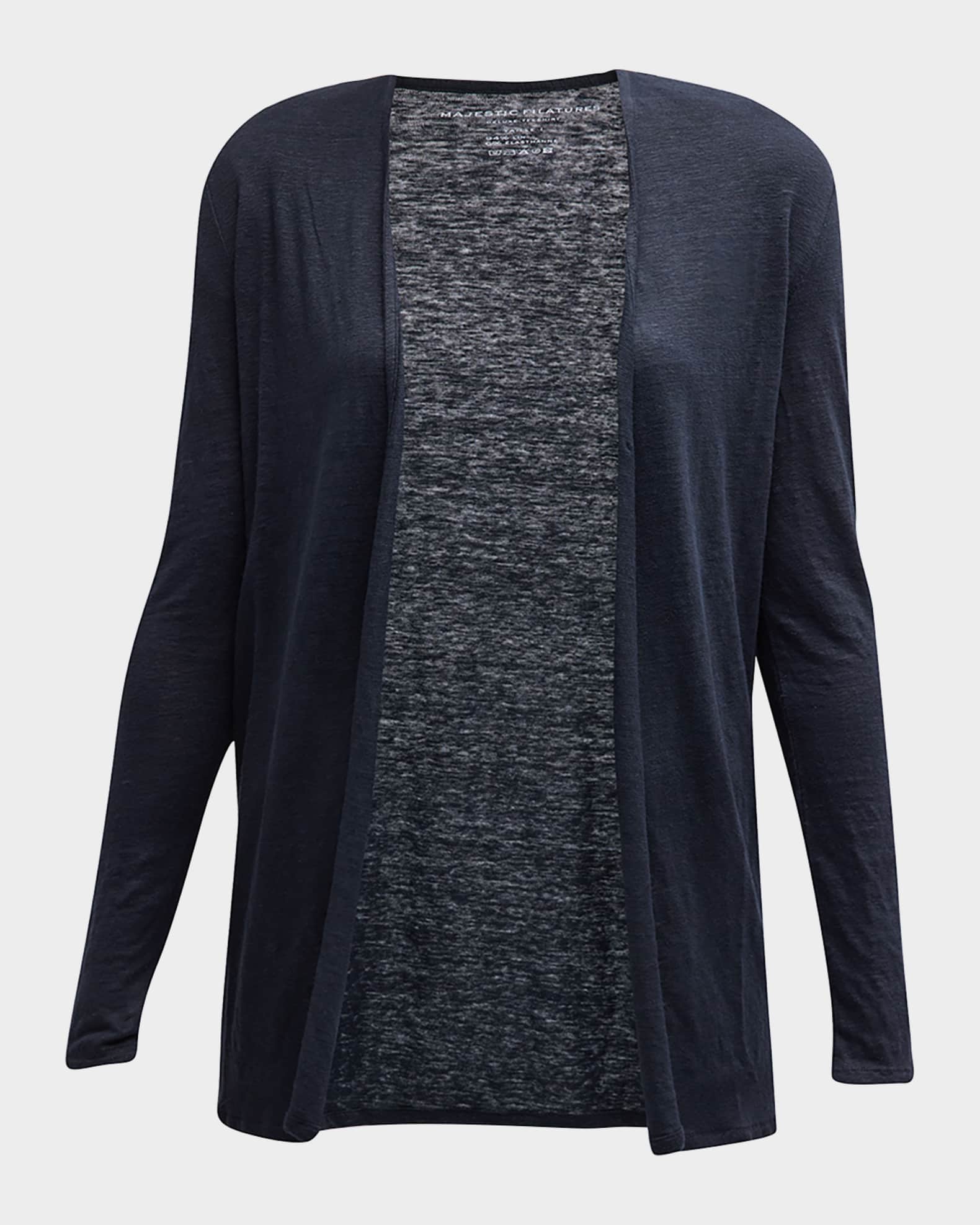 Stretch Linen Open-Front Cardigan 0