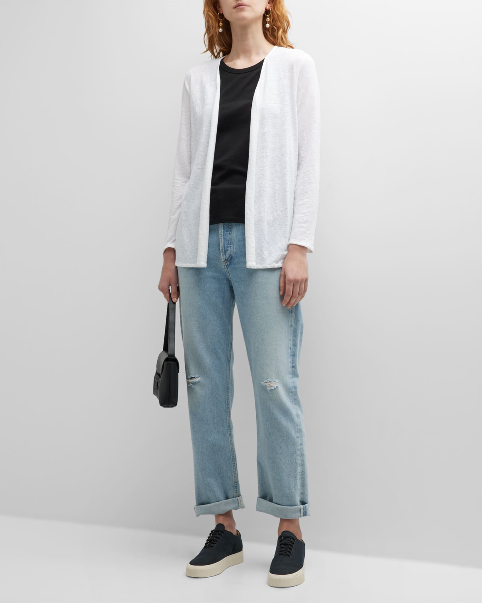 Majestic Filatures Stretch Linen Open Front Cardigan Neiman Marcus