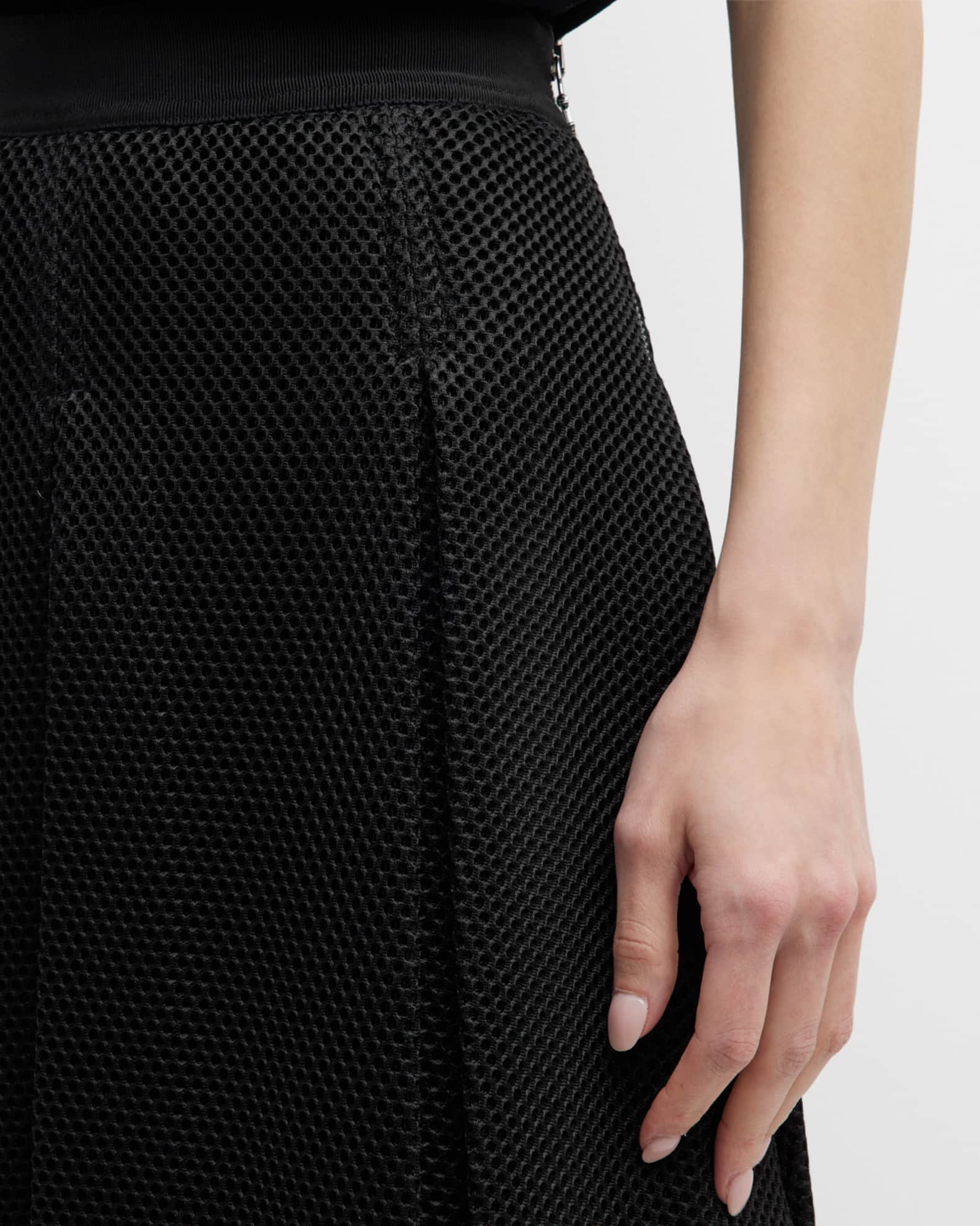 Max Mara Bilma Pleated Mesh Midi Skirt | Neiman Marcus