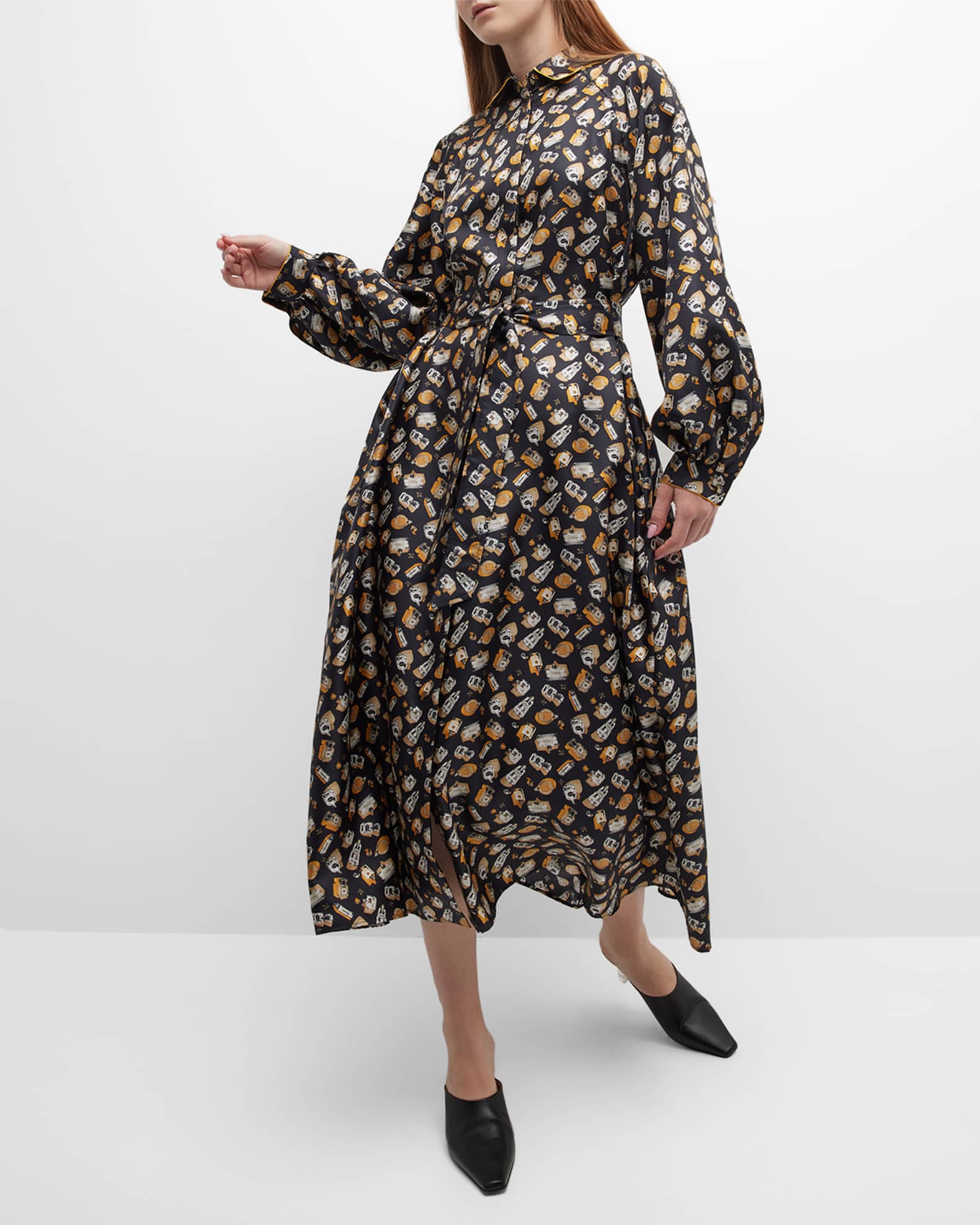 Louis Vuitton Leopard Logo Print Belted 100% Silk Short Sleeve