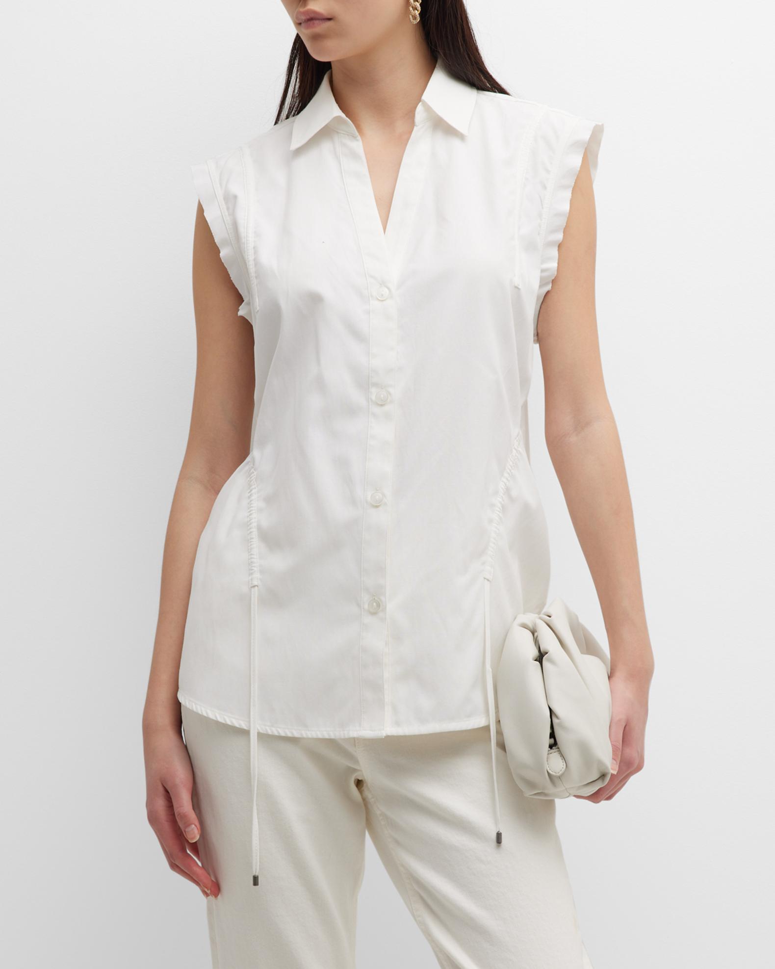 Brochu Walker Marcie Sleeveless Ruffle-Trim Poplin Top | Neiman Marcus
