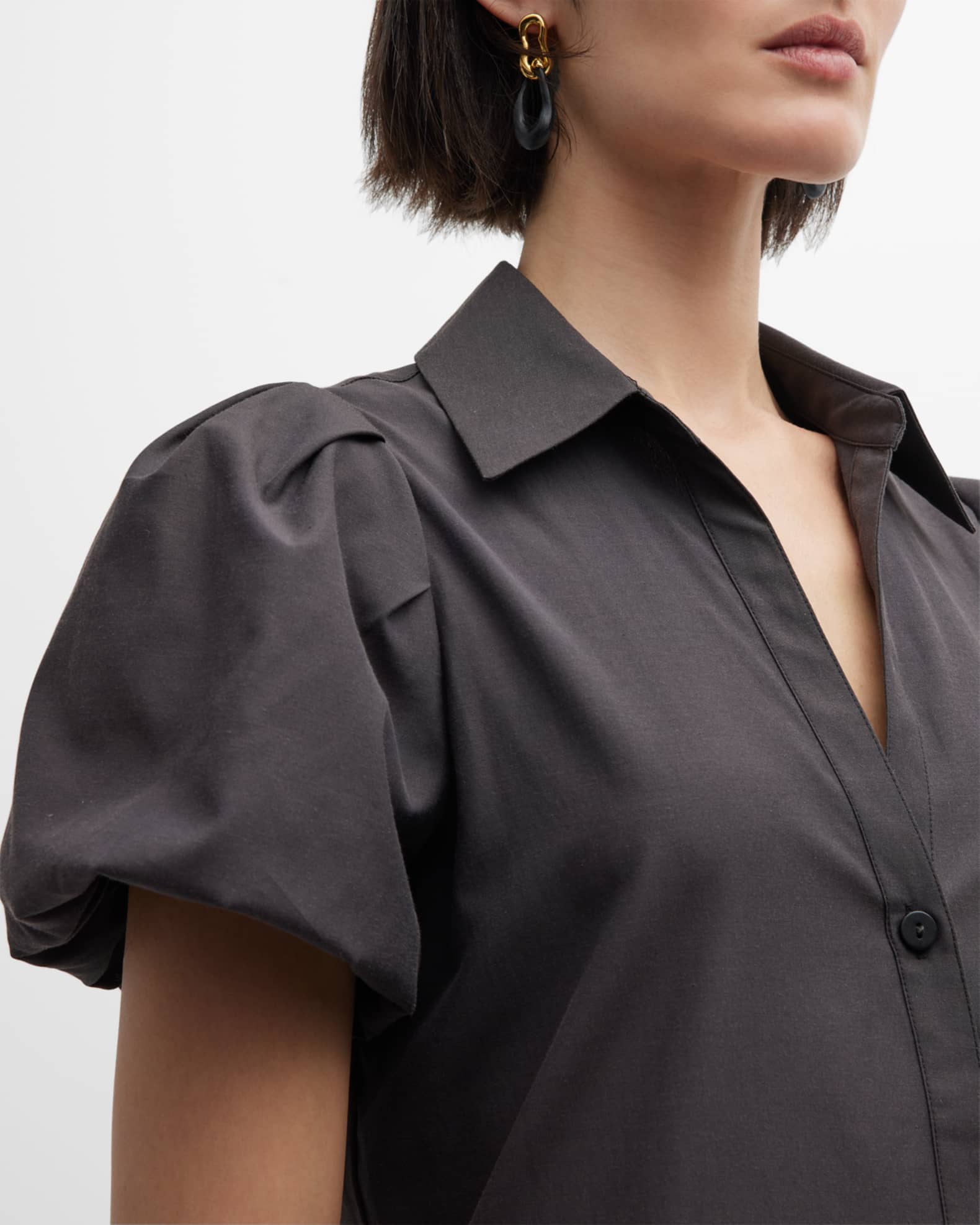 Brochu Walker Havana Tiered PuffSleeve Mini Dress Neiman Marcus