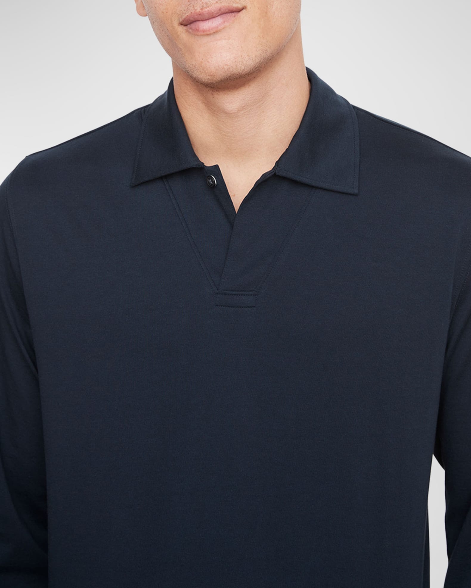Vince Men's Pima Cotton Long-Sleeve Polo Shirt | Neiman Marcus
