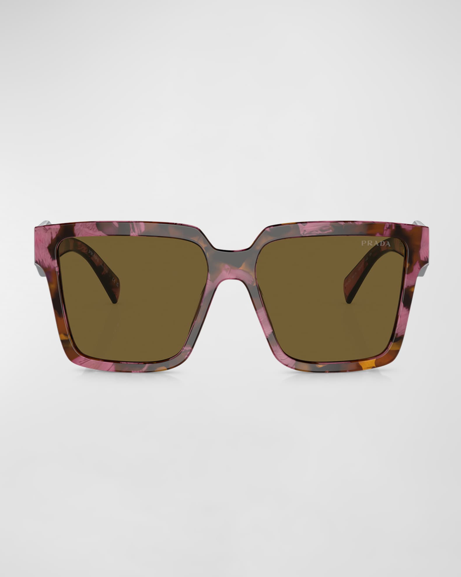 Prada Contrasting Logo Square Acetate & Plastic Sunglasses