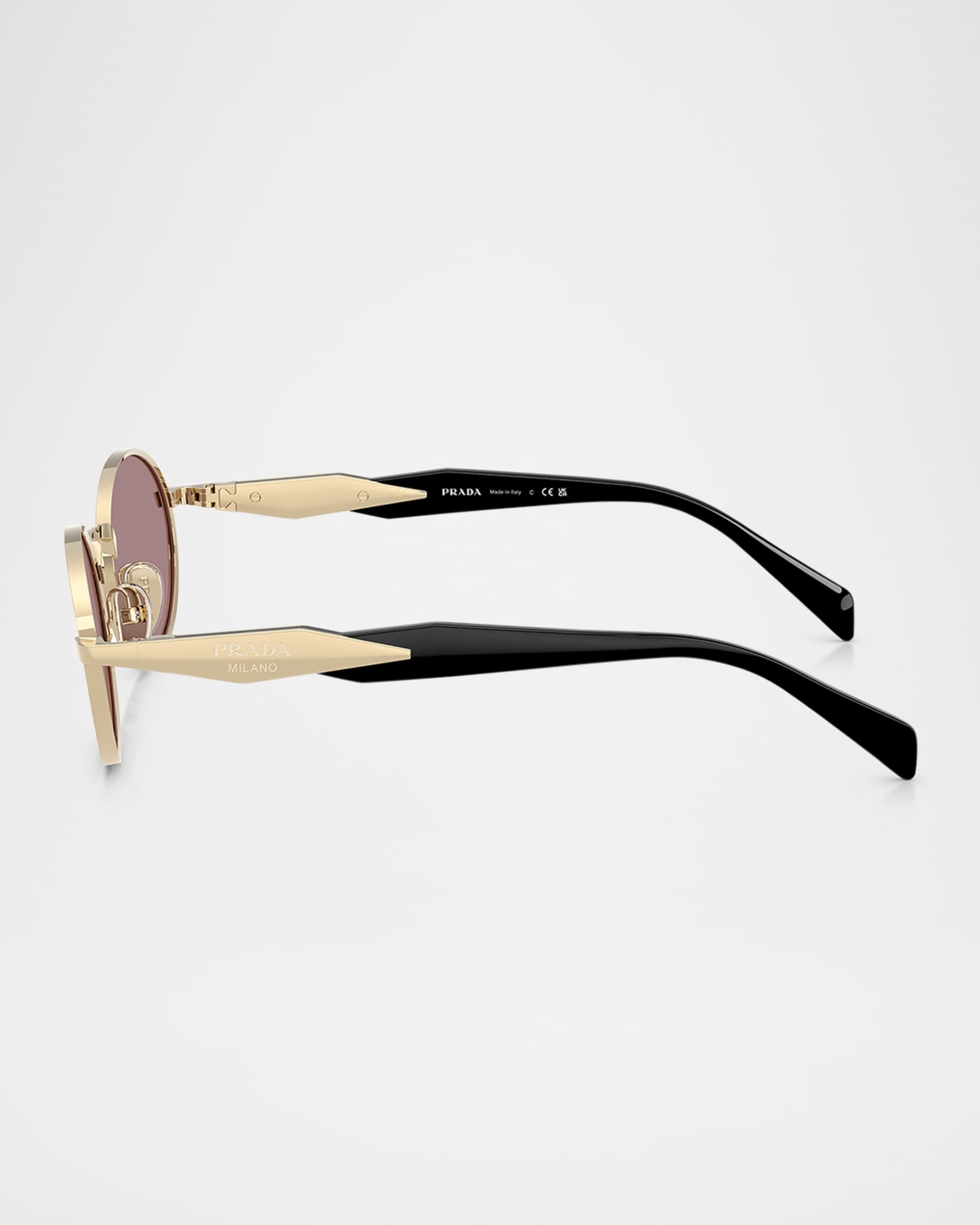 Prada Engraved Logo Metal & Plastic Oval Sunglasses | Neiman Marcus