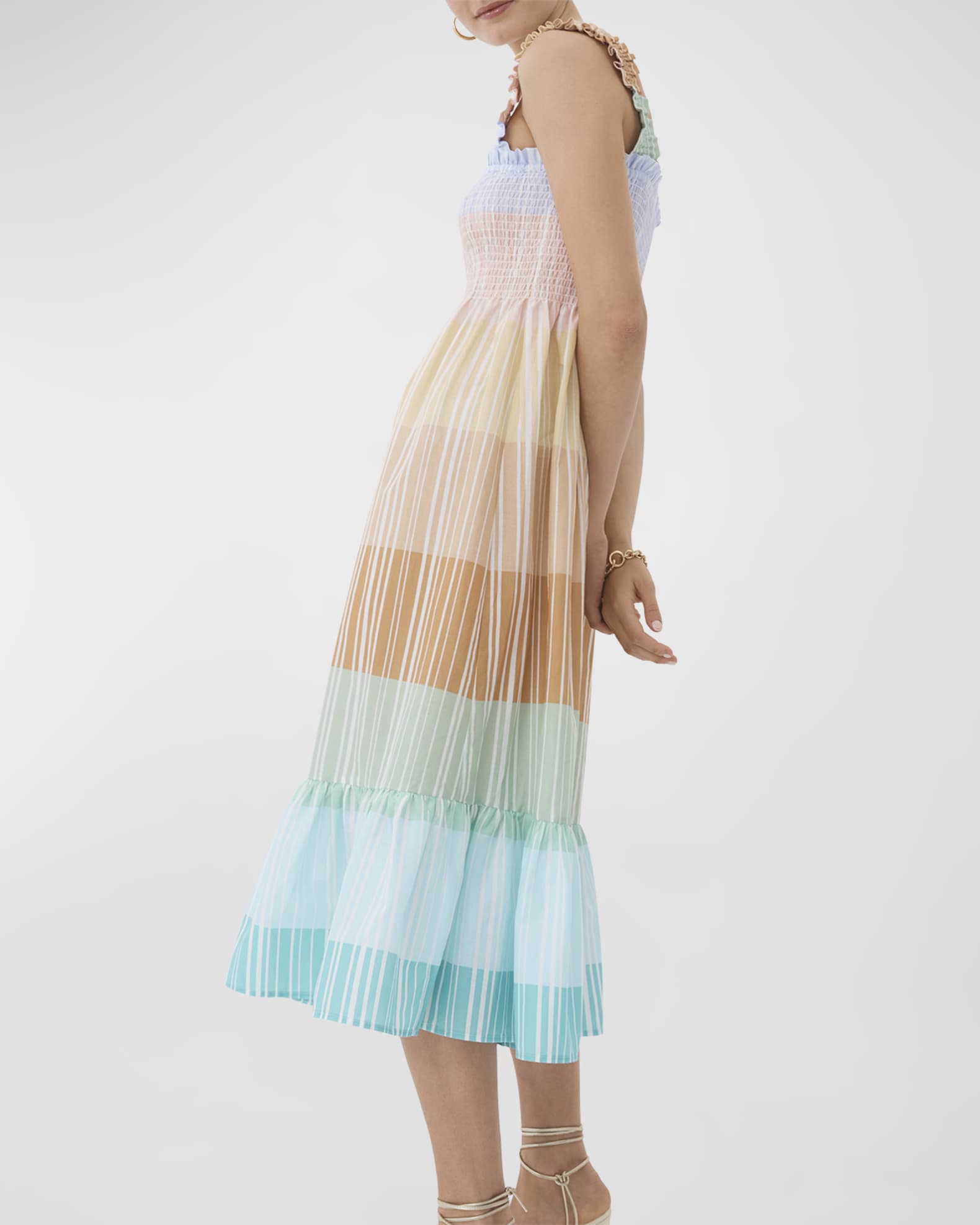 EPHEMERA Kaleidoscope Atlanta Smocked Midi Dress Neiman Marcus