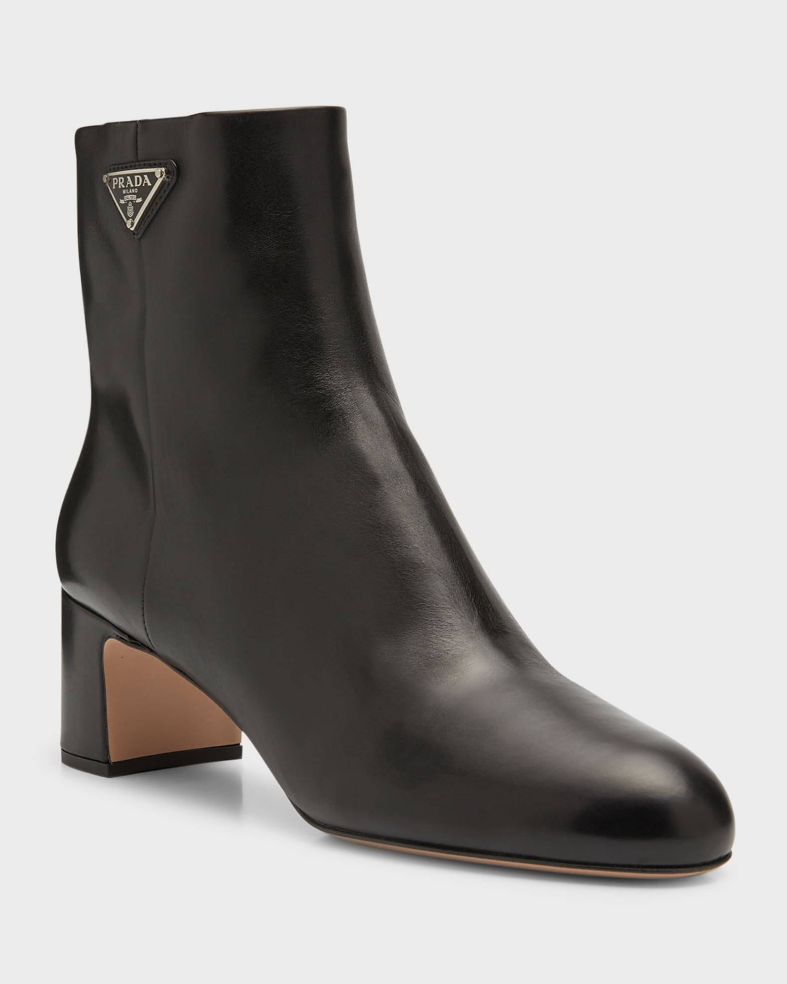 Prada Leather Zip Ankle Booties Neiman Marcus