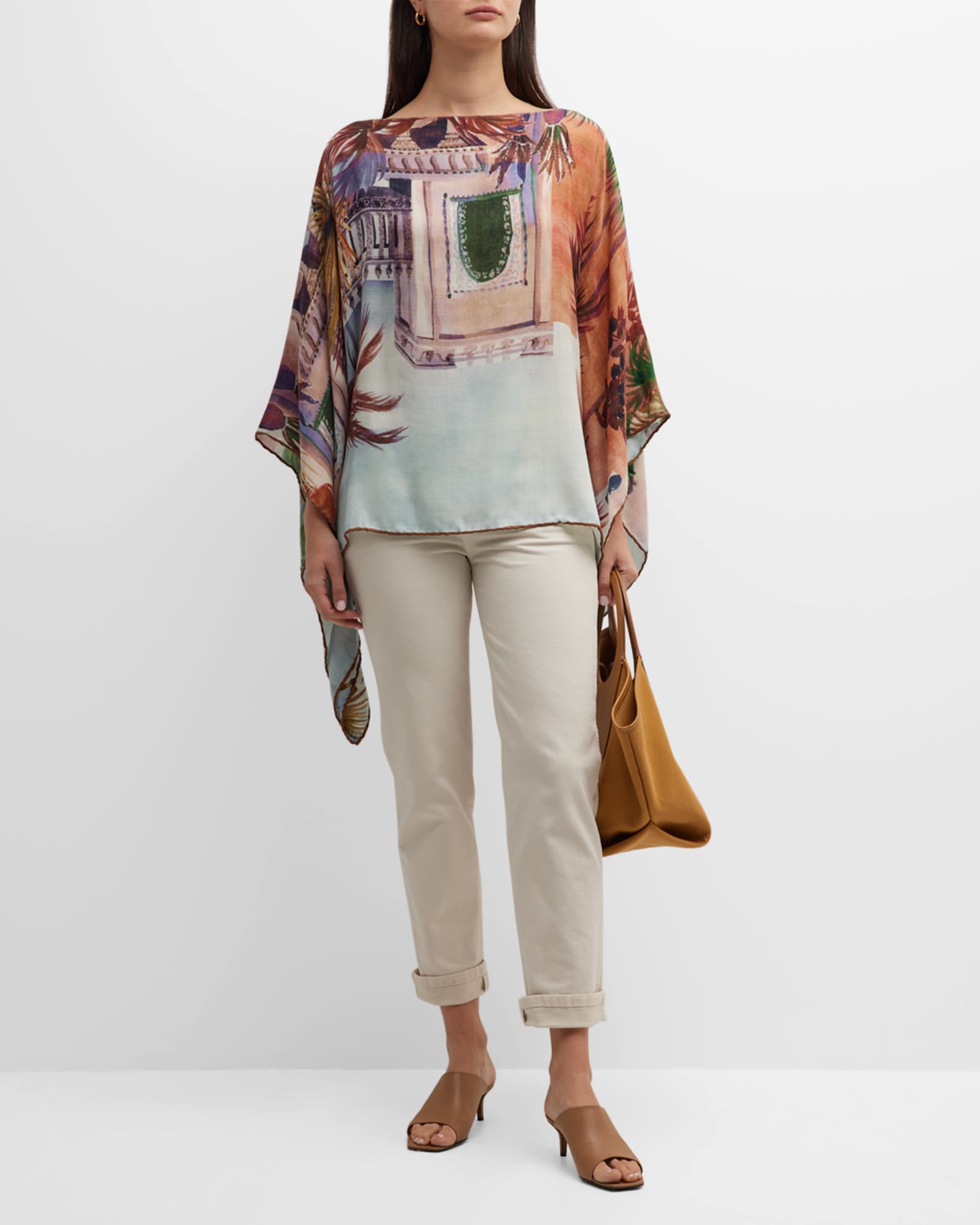 Roma Cashmere-Blend Poncho  1