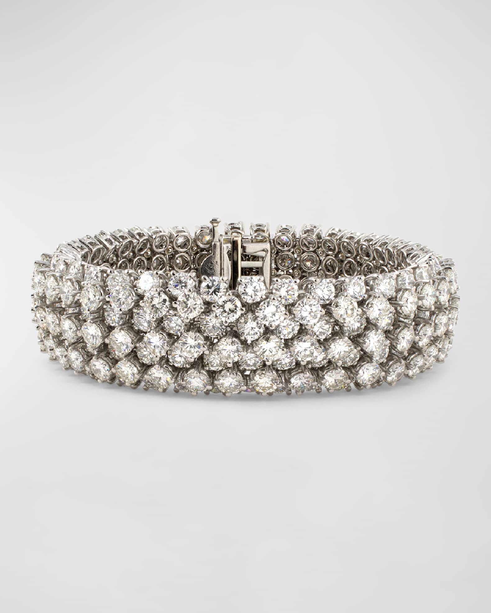 Estate Platinum 7 Row Flexible Bracelet with 273 Diamonds, 7"L 0