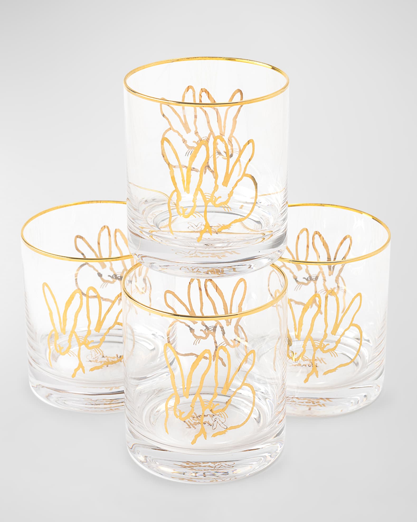 Double Bunny Old Fashioned Glasses, Set of 4  0