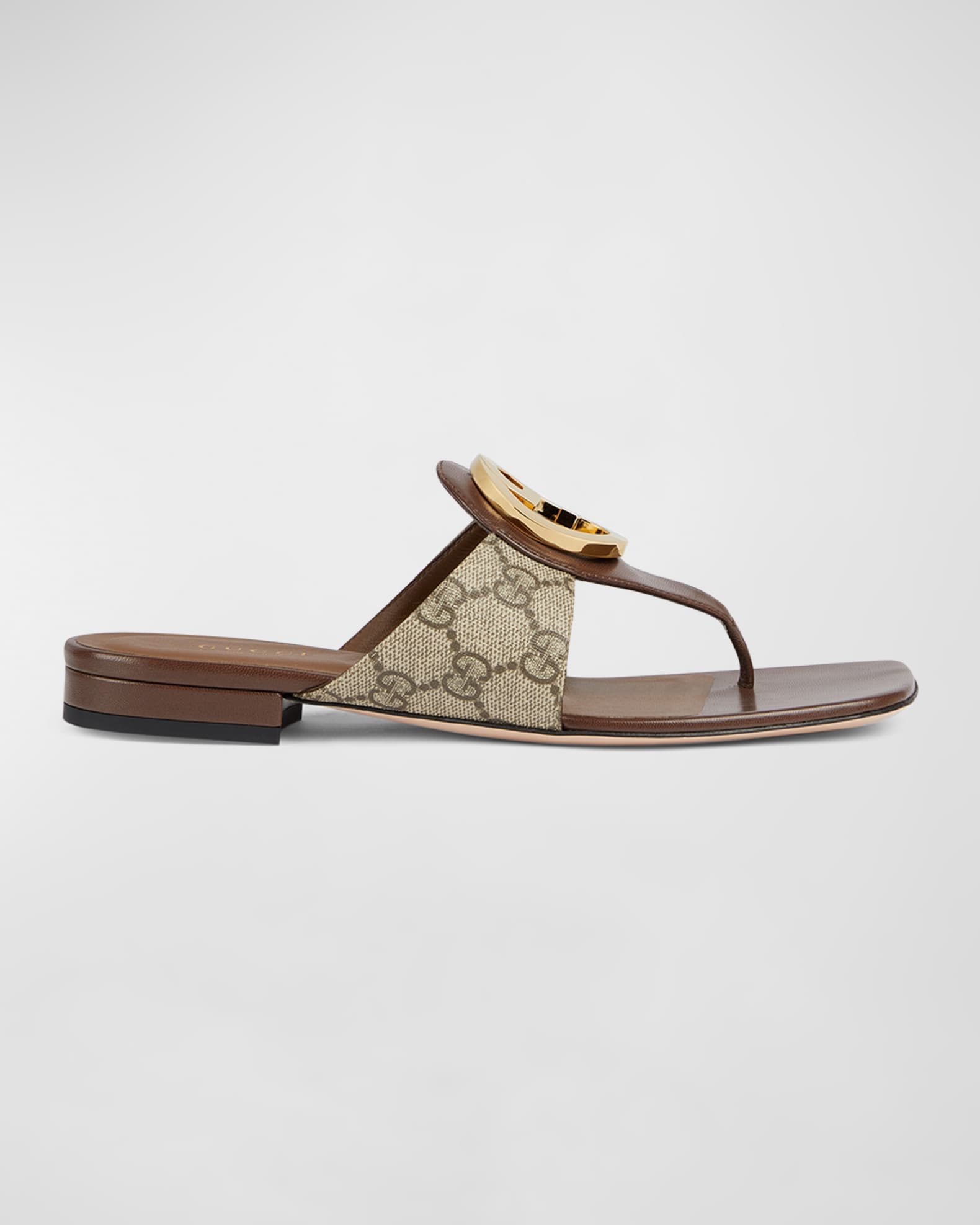 Gucci Blondie Medallion Flat Thong Sandals | Neiman Marcus