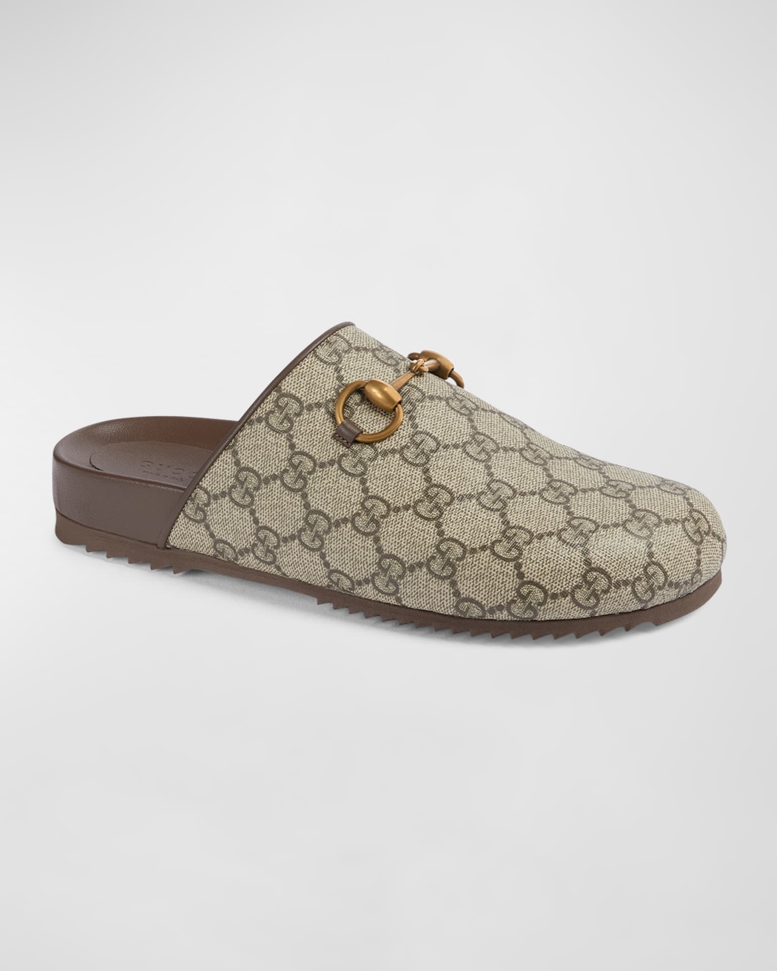 Gucci GG Supreme Horsebit Slippers - Neutrals
