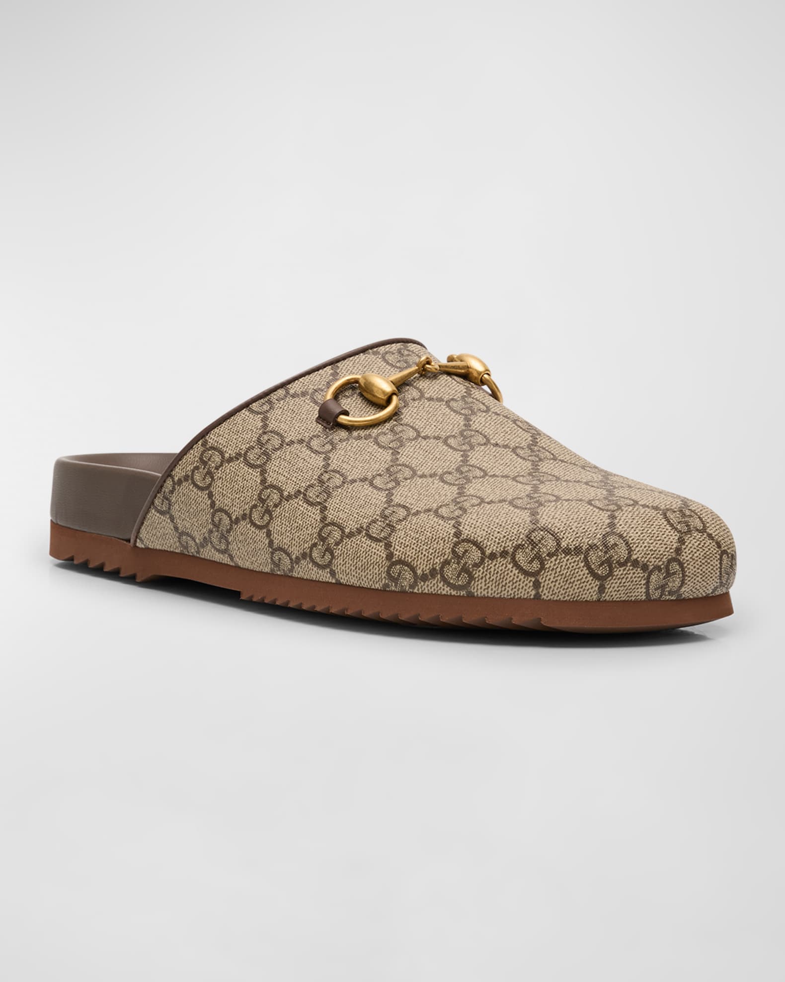 Gucci Men's GG Supreme Horsebit Slippers