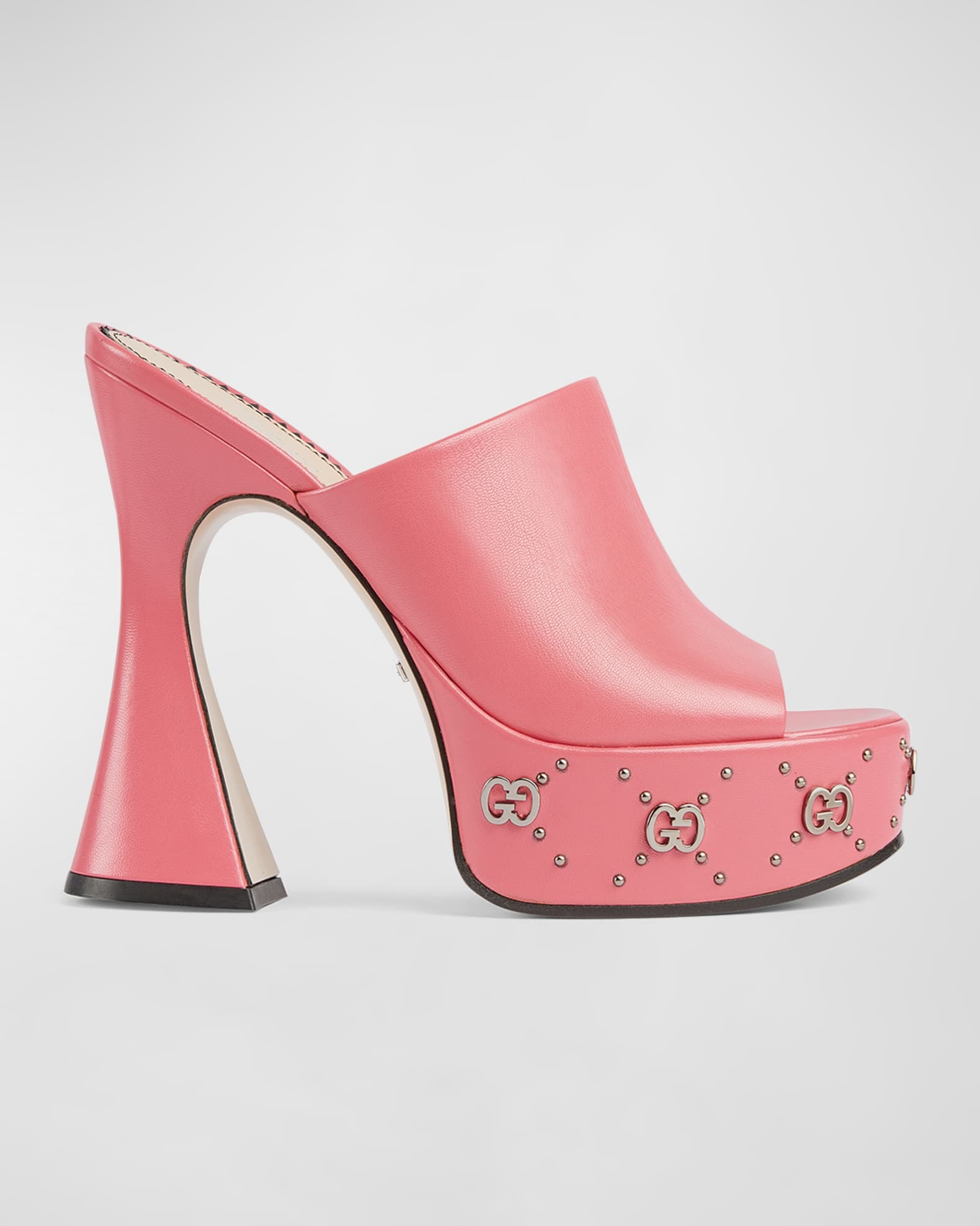Gucci 115mm Janaya Platform Leather Slide Sandals | Neiman Marcus