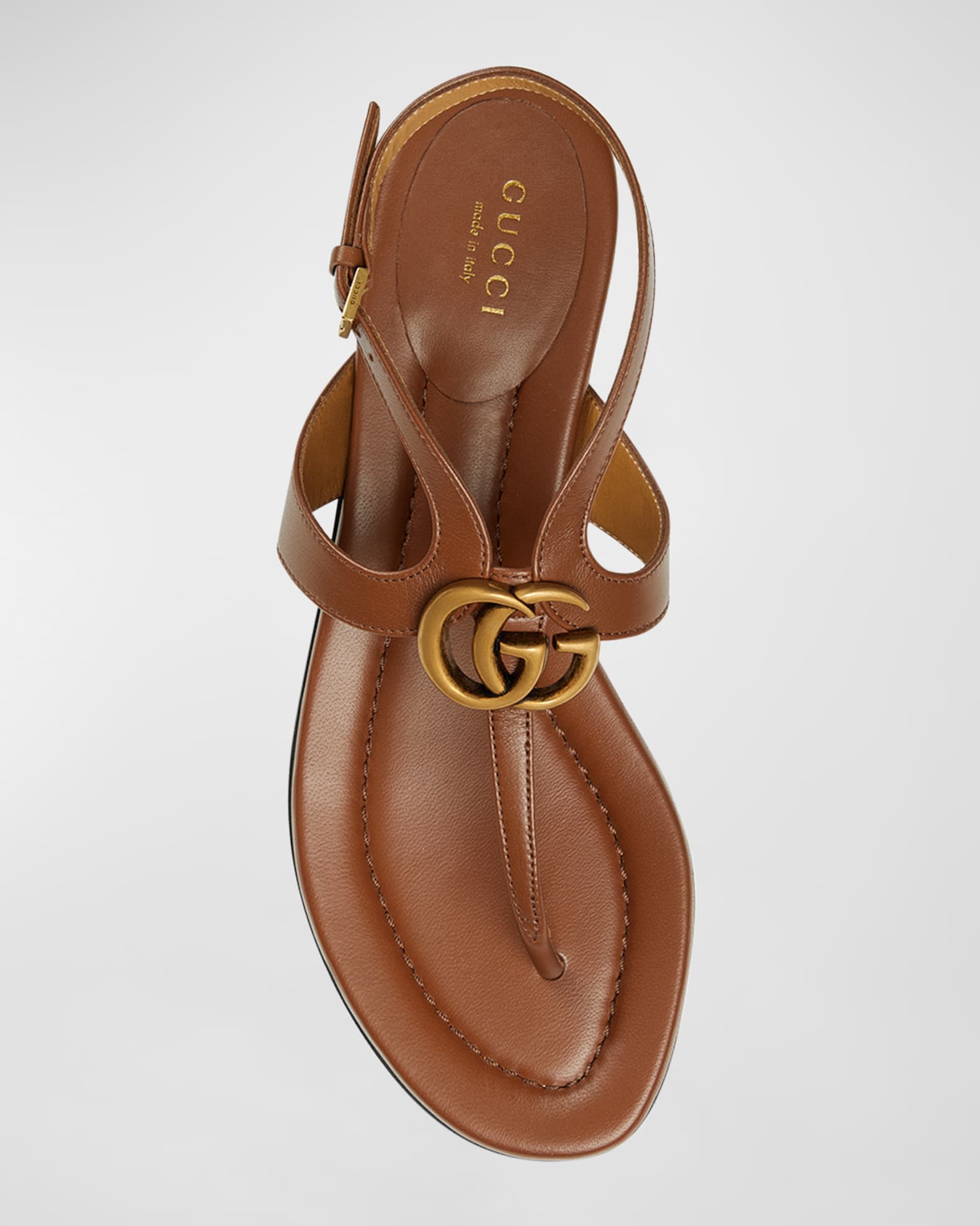 Gucci Double G Marmont Leather Thong Sandals | Neiman Marcus