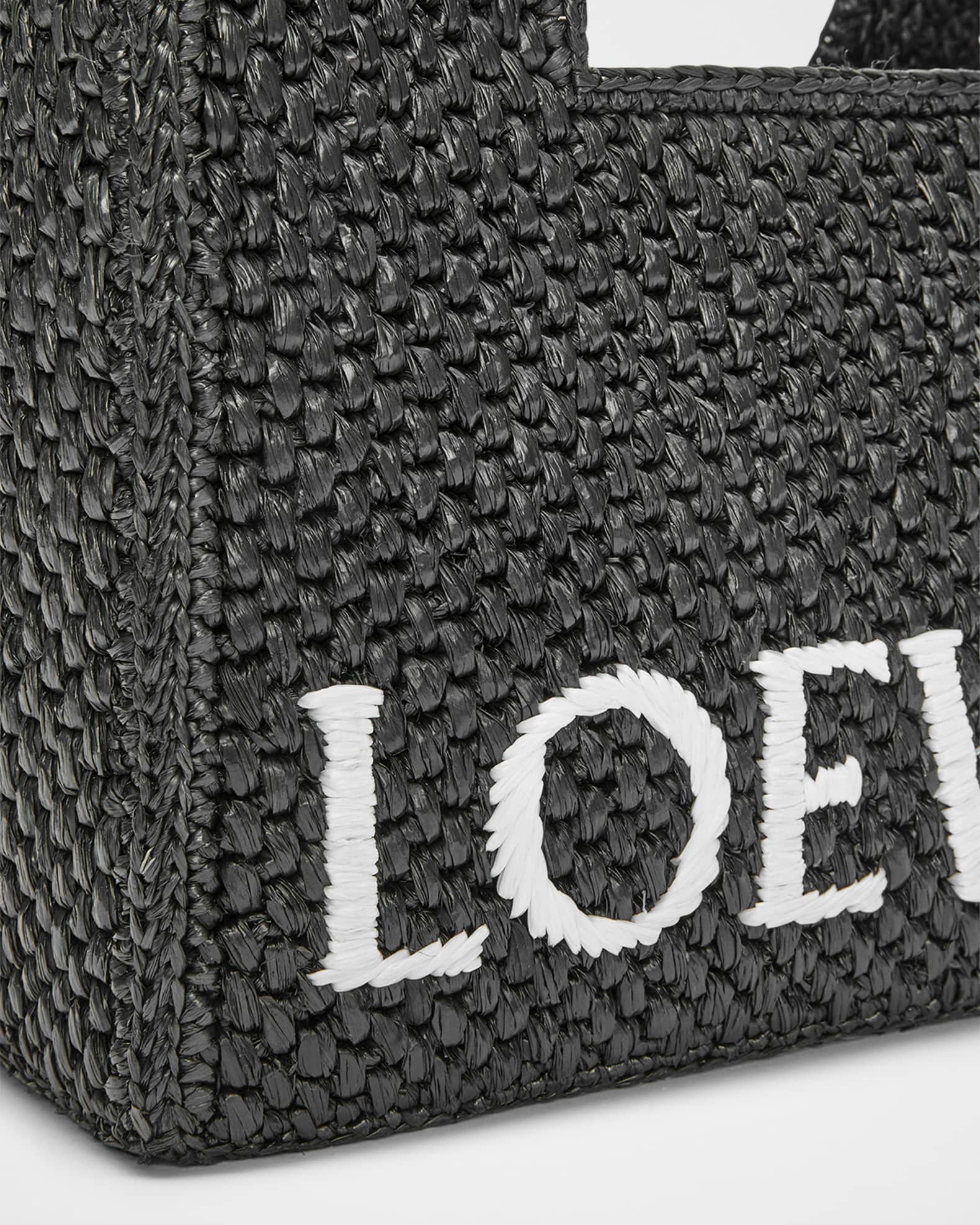Loewe x Paula's Ibiza Font Logo Small Tote Bag in Raffia
