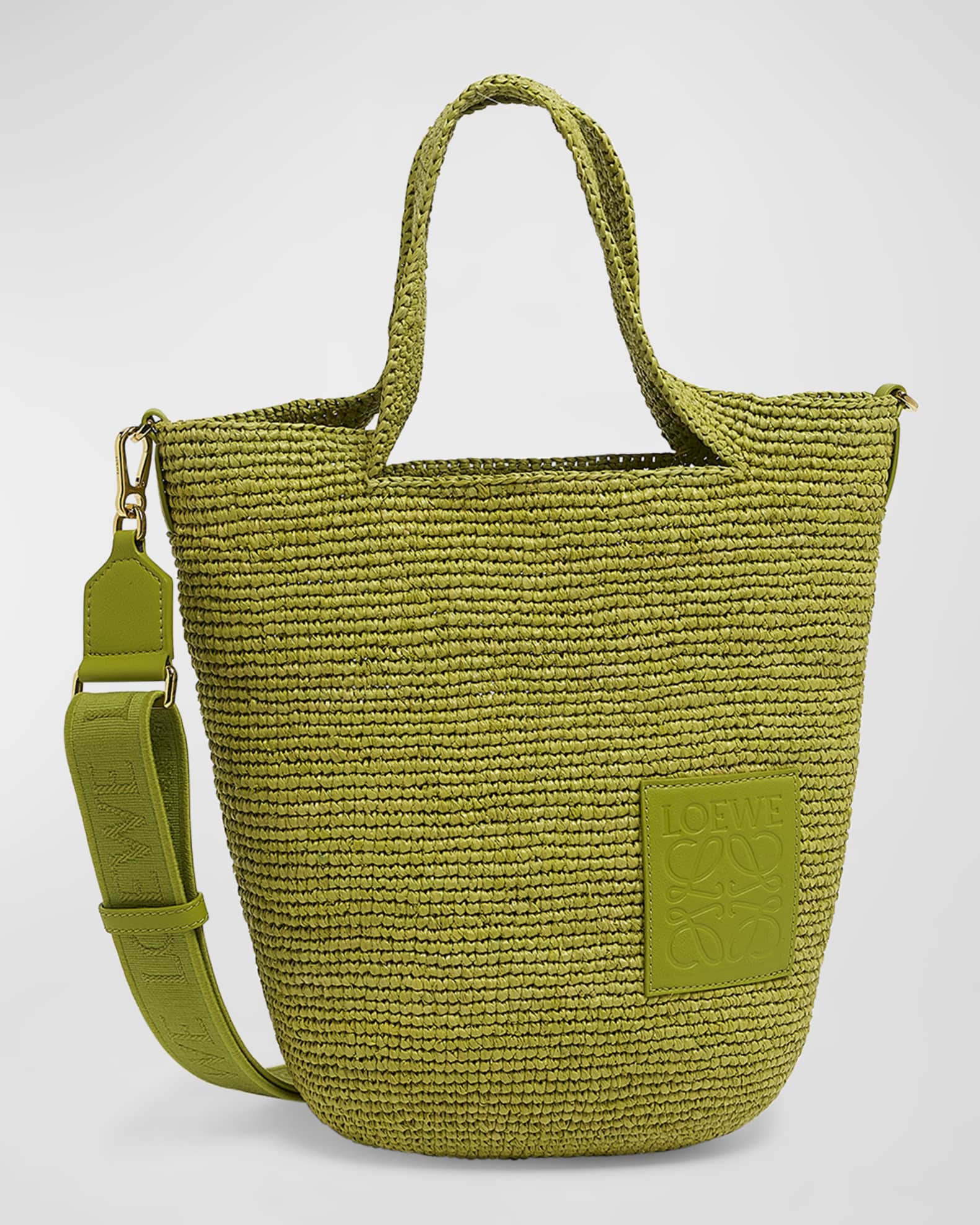 x Paula’s Ibiza Slit Mini Tote Bag in Raffia with Leather Anagram