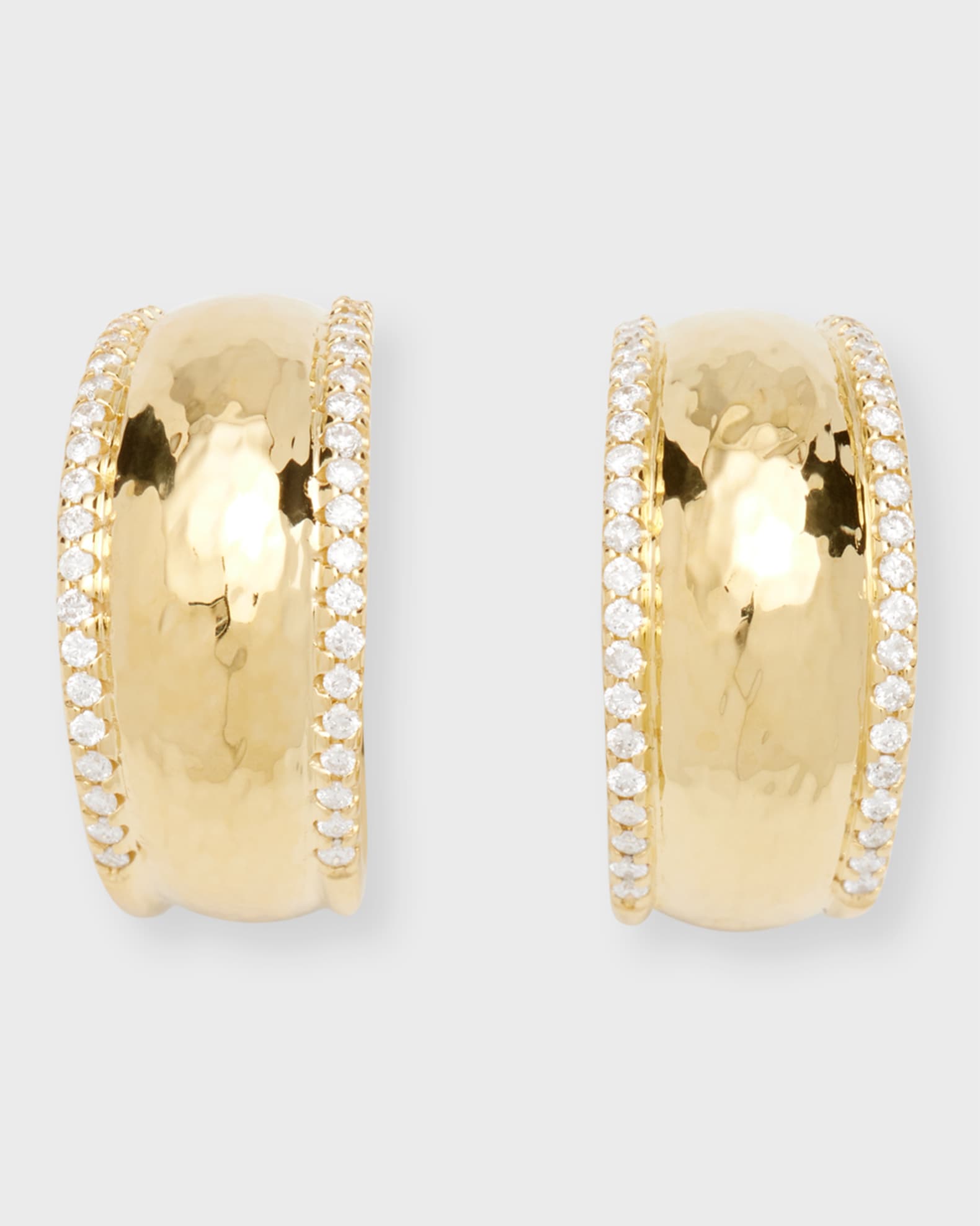 18K Stardust Goddess Hammered Dome Huggie Earrings 0
